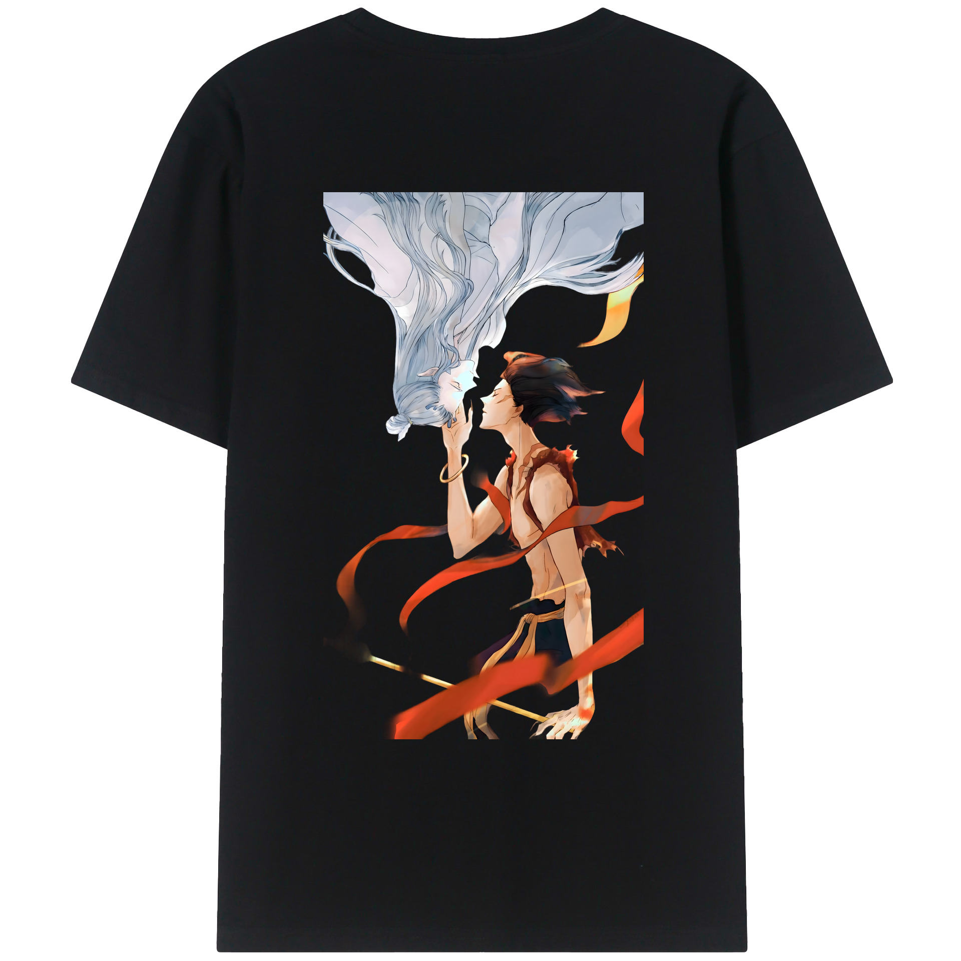 （画像用） Ne Zha 2 ナタ 魔童の大暴れ 綿100％ メンズ半袖Tシャツ（バックプリント） 通気性