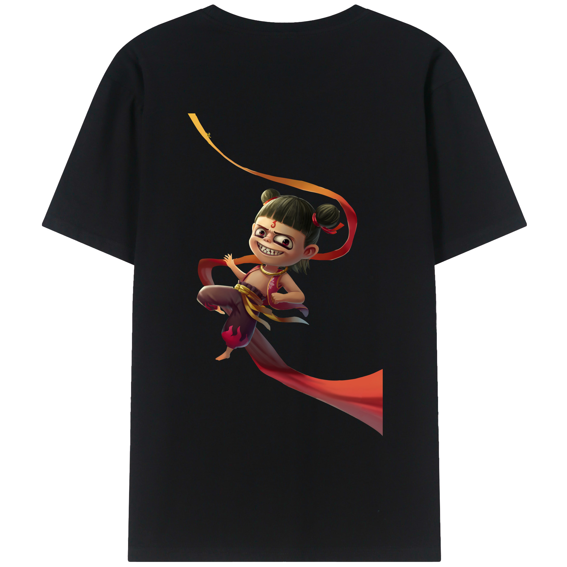 （画像用） Ne Zha 2 ナタ 魔童の大暴れ 綿100％ メンズ半袖Tシャツ（バックプリント） 通気性