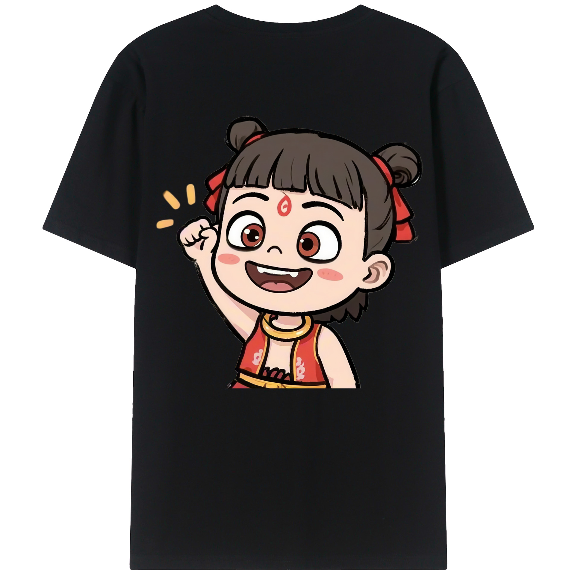 （画像用） Ne Zha 2 ナタ 魔童の大暴れ 綿100％ メンズ半袖Tシャツ（バックプリント） 通気性
