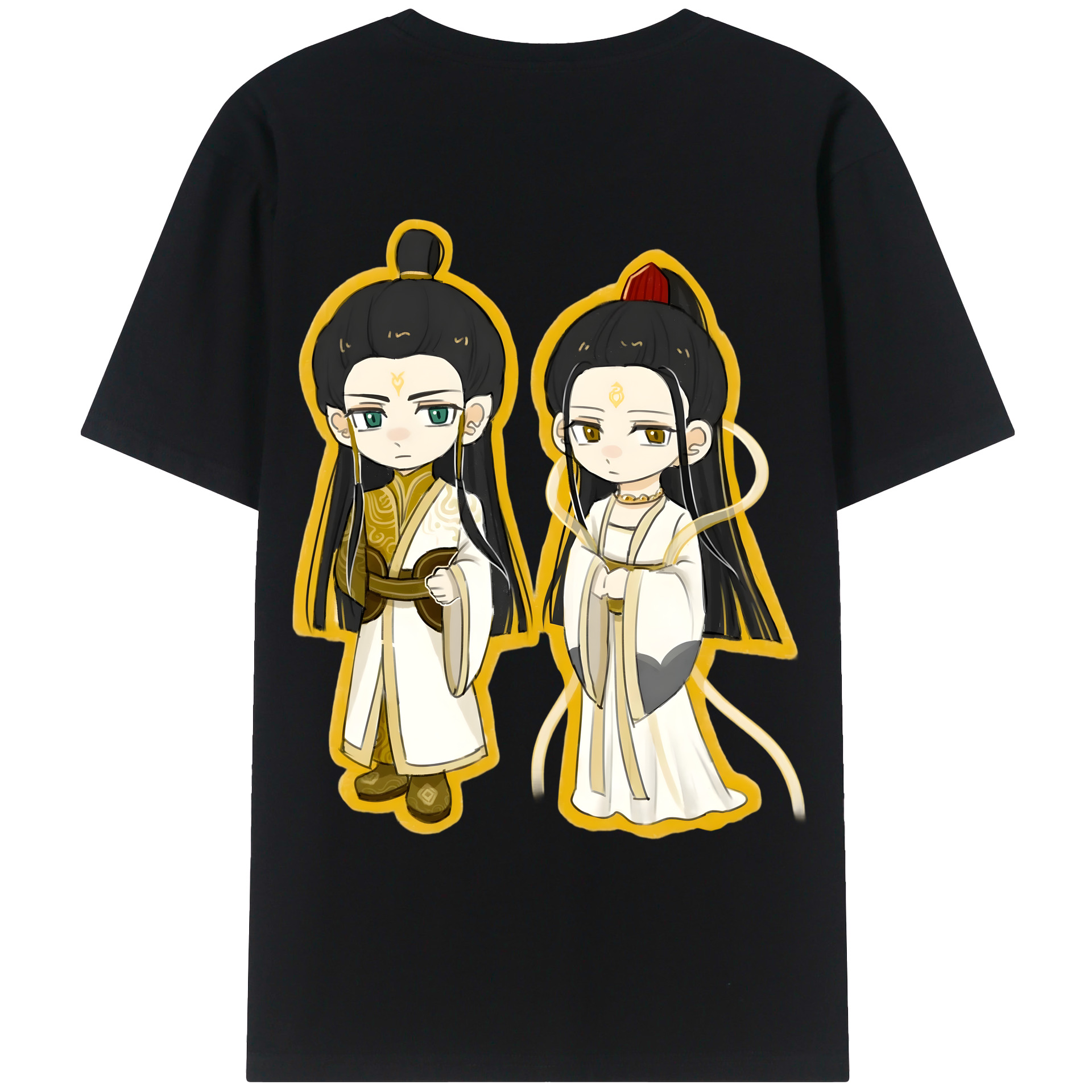 （画像用） Ne Zha 2 ナタ 魔童の大暴れ 綿100％ メンズ半袖Tシャツ（バックプリント） 通気性