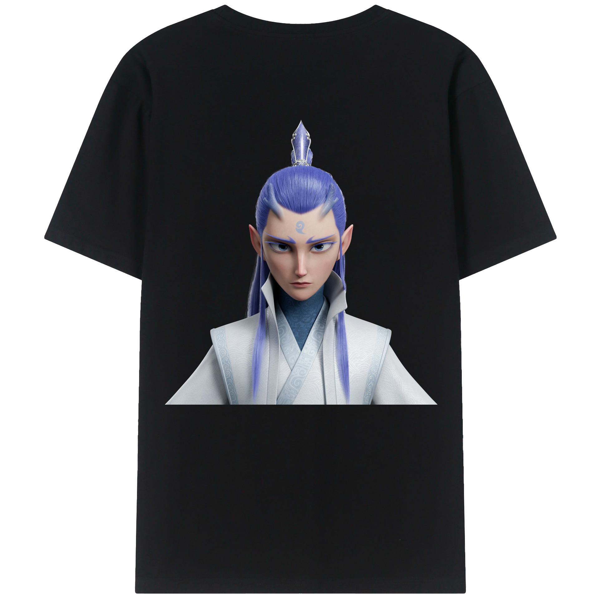 （画像用） Ne Zha 2 ナタ 魔童の大暴れ 綿100％ メンズ半袖Tシャツ（バックプリント） 通気性
