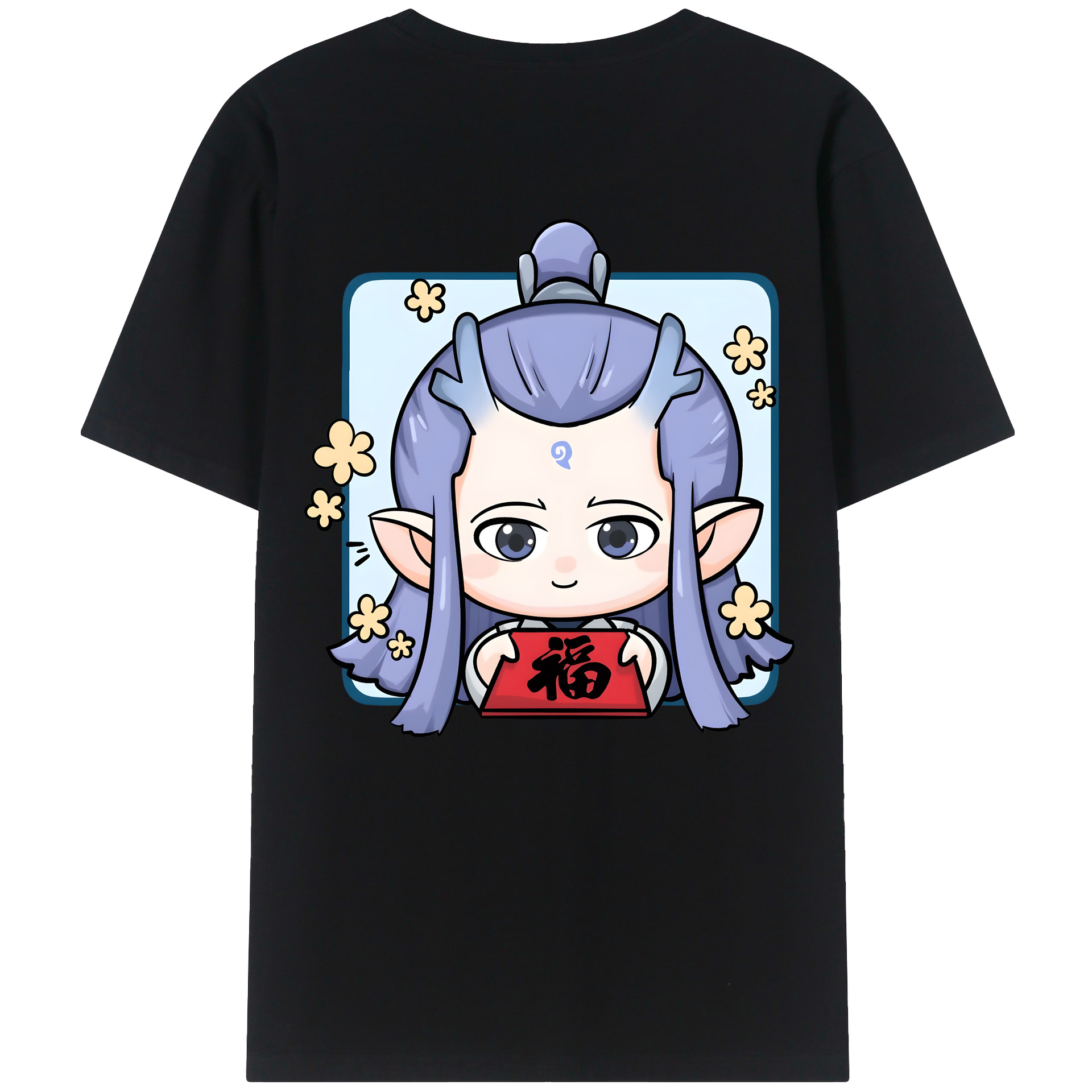 （画像用） Ne Zha 2 ナタ 魔童の大暴れ 綿100％ メンズ半袖Tシャツ（バックプリント） 通気性