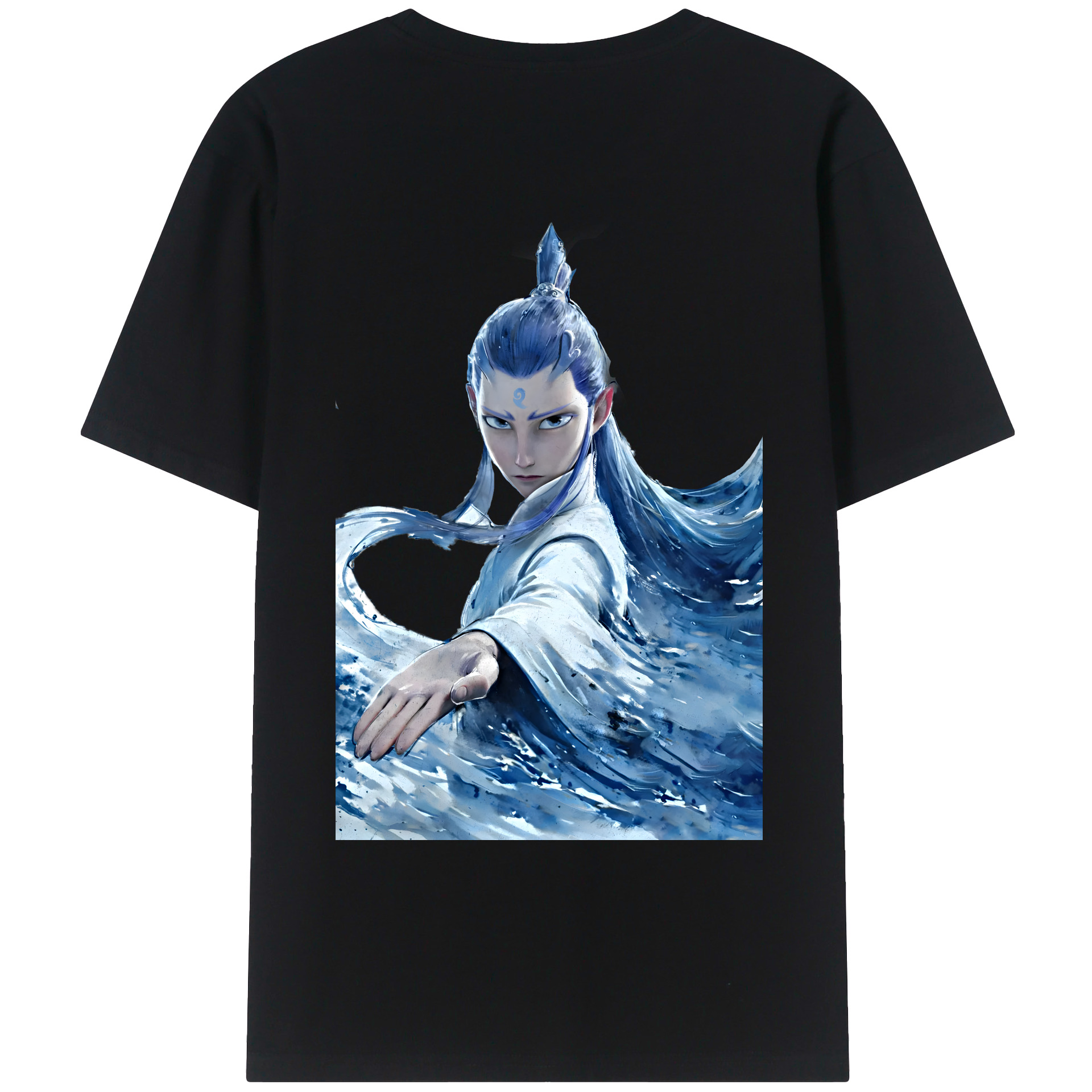 （画像用） Ne Zha 2 ナタ 魔童の大暴れ 綿100％ メンズ半袖Tシャツ（バックプリント） 通気性
