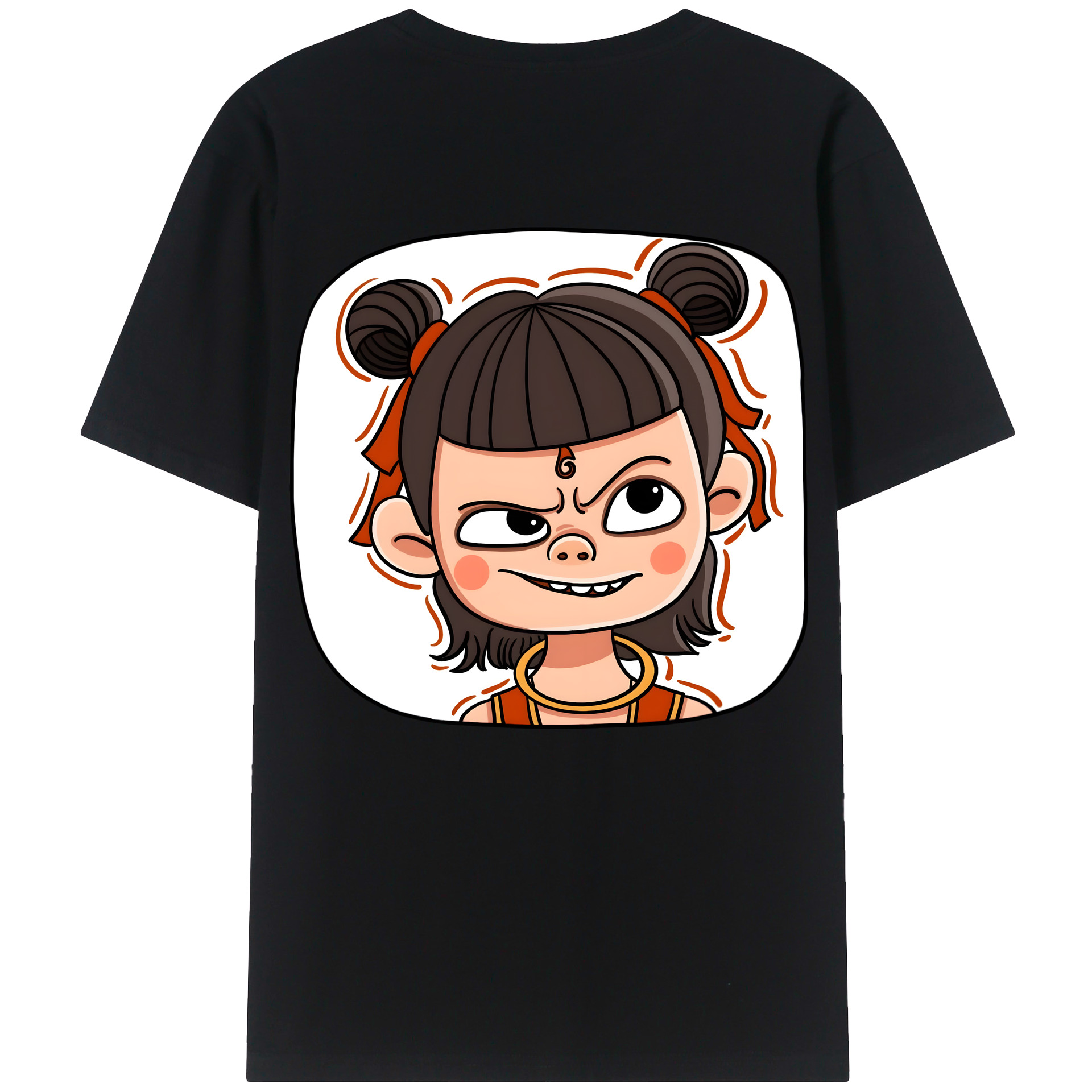 （画像用） Ne Zha 2 ナタ 魔童の大暴れ 綿100％ メンズ半袖Tシャツ（バックプリント） 通気性