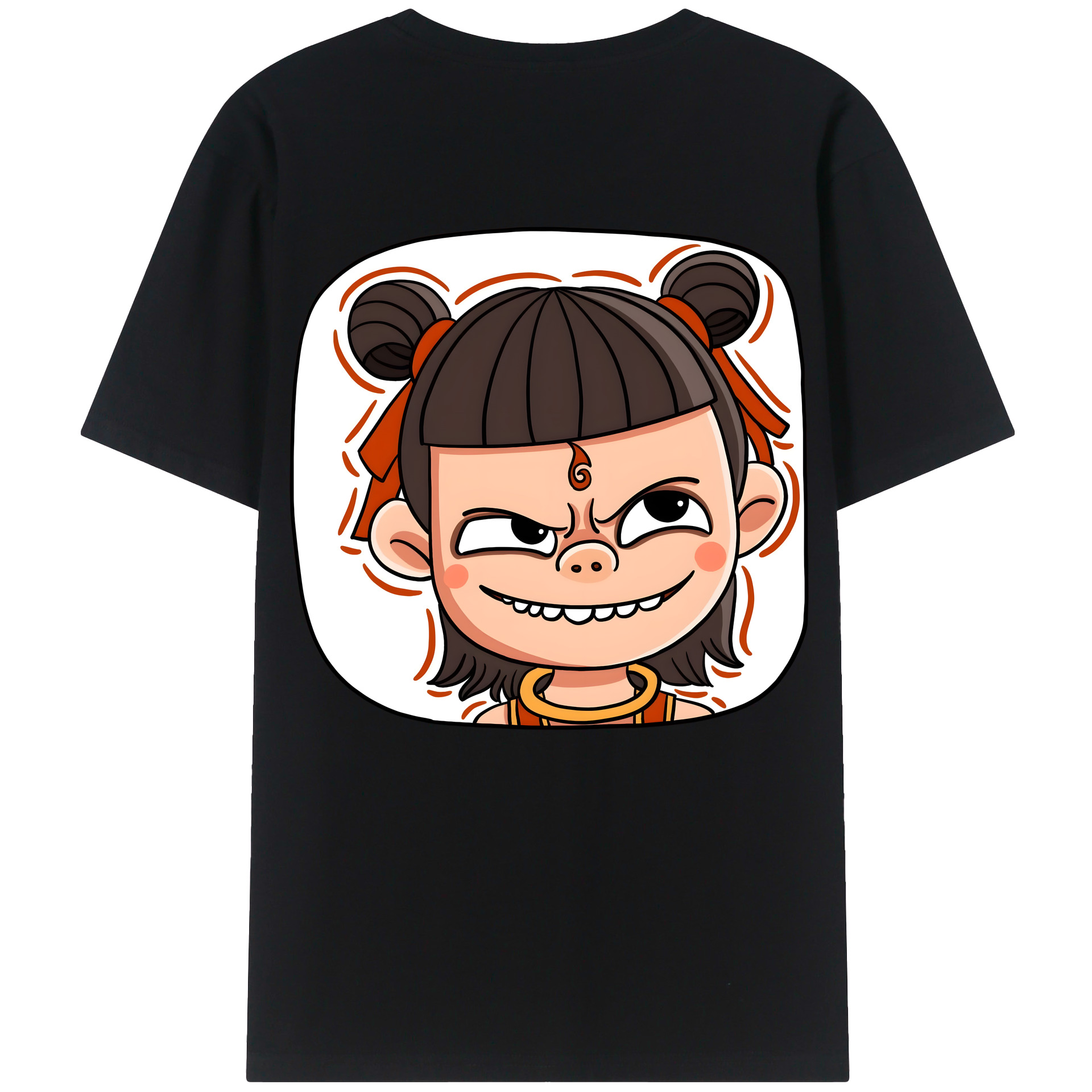 （画像用） Ne Zha 2 ナタ 魔童の大暴れ 綿100％ メンズ半袖Tシャツ（バックプリント） 通気性