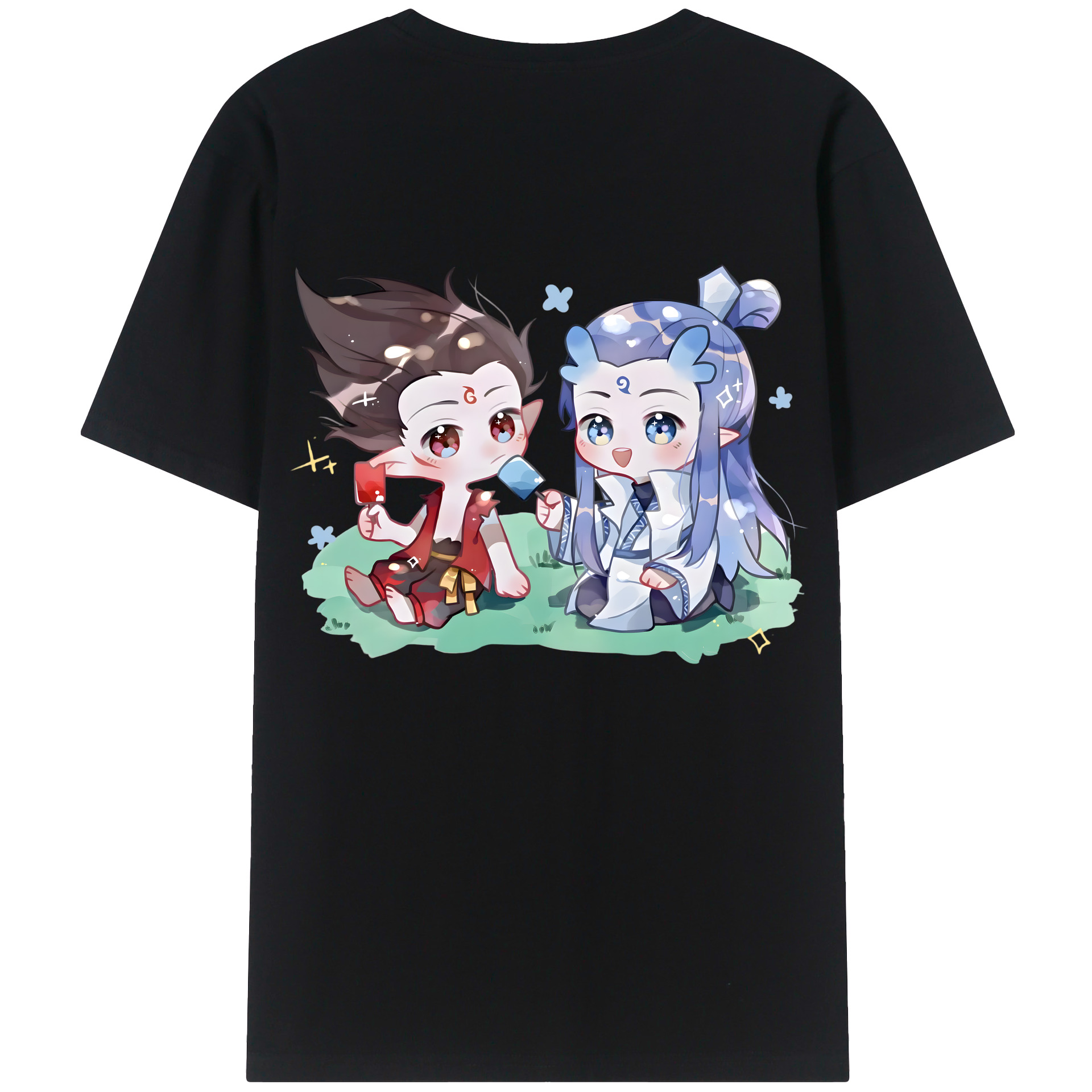 （画像用） Ne Zha 2 ナタ 魔童の大暴れ 綿100％ メンズ半袖Tシャツ（バックプリント） 通気性