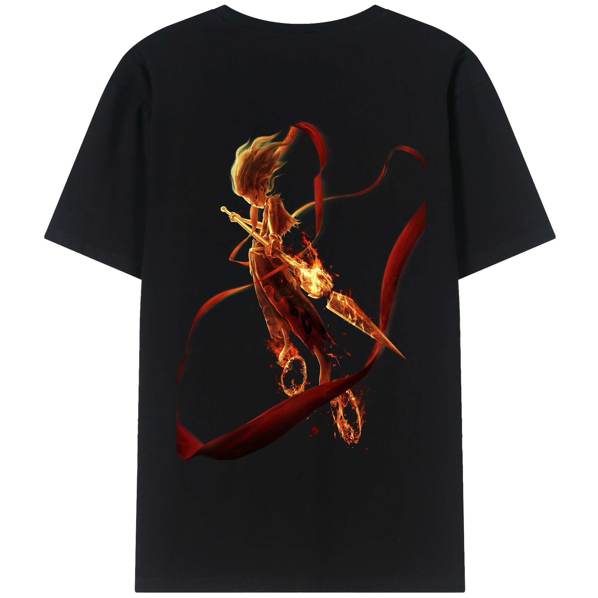 （画像用） Ne Zha 2 ナタ 魔童の大暴れ 綿100％ メンズ半袖Tシャツ（バックプリント） 通気性