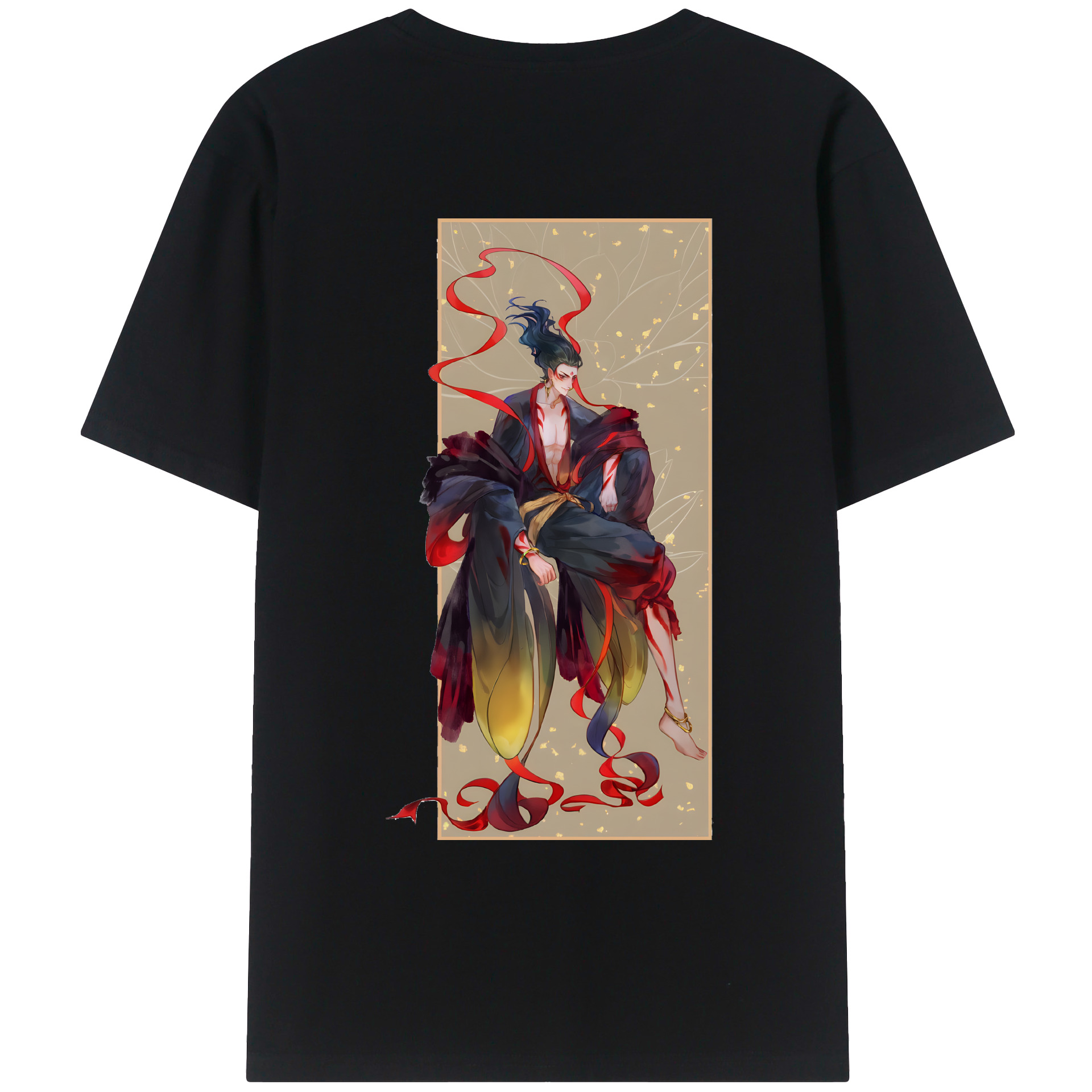 （画像用） Ne Zha 2 ナタ 魔童の大暴れ 綿100％ メンズ半袖Tシャツ（バックプリント） 通気性