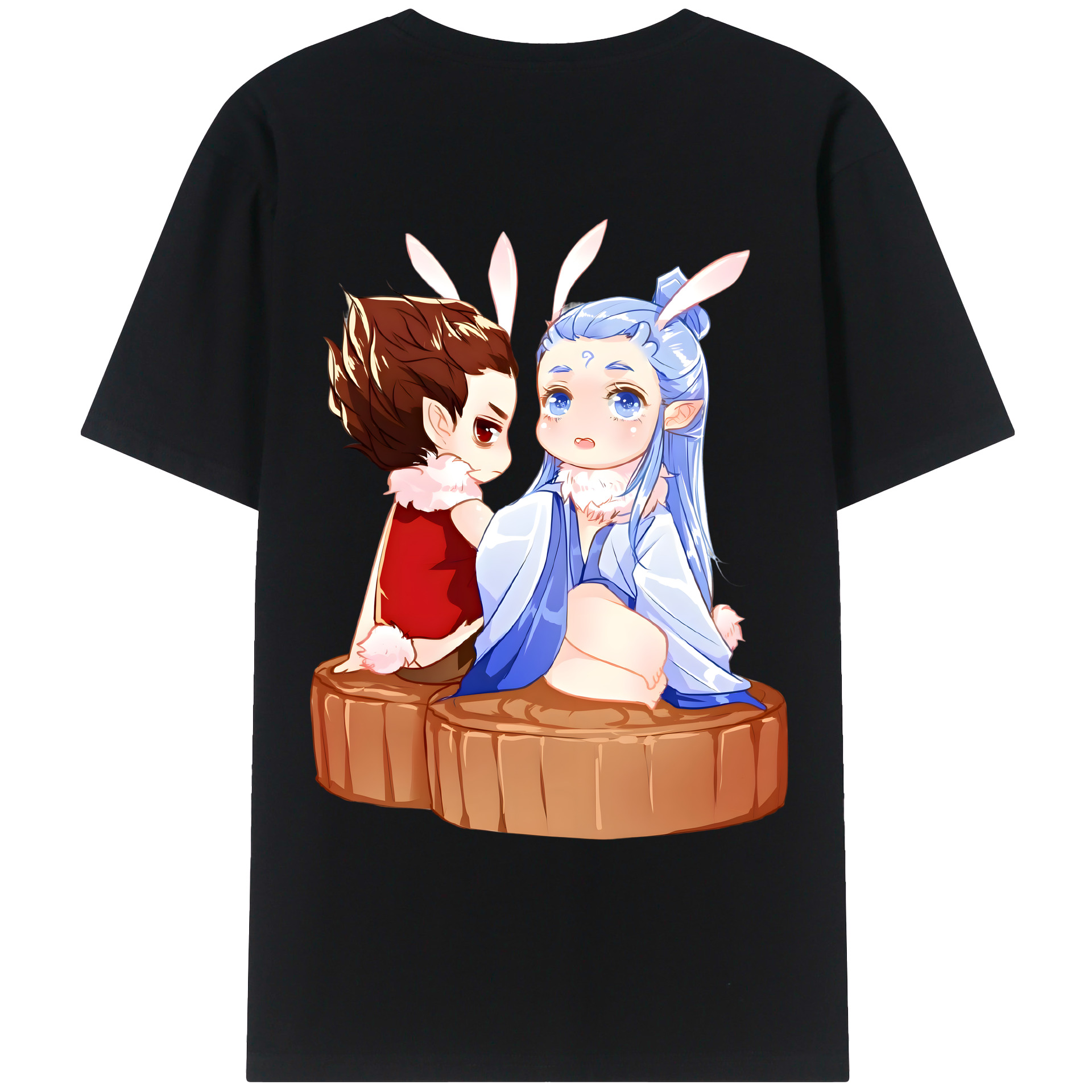 （画像用） Ne Zha 2 ナタ 魔童の大暴れ 綿100％ メンズ半袖Tシャツ（バックプリント） 通気性