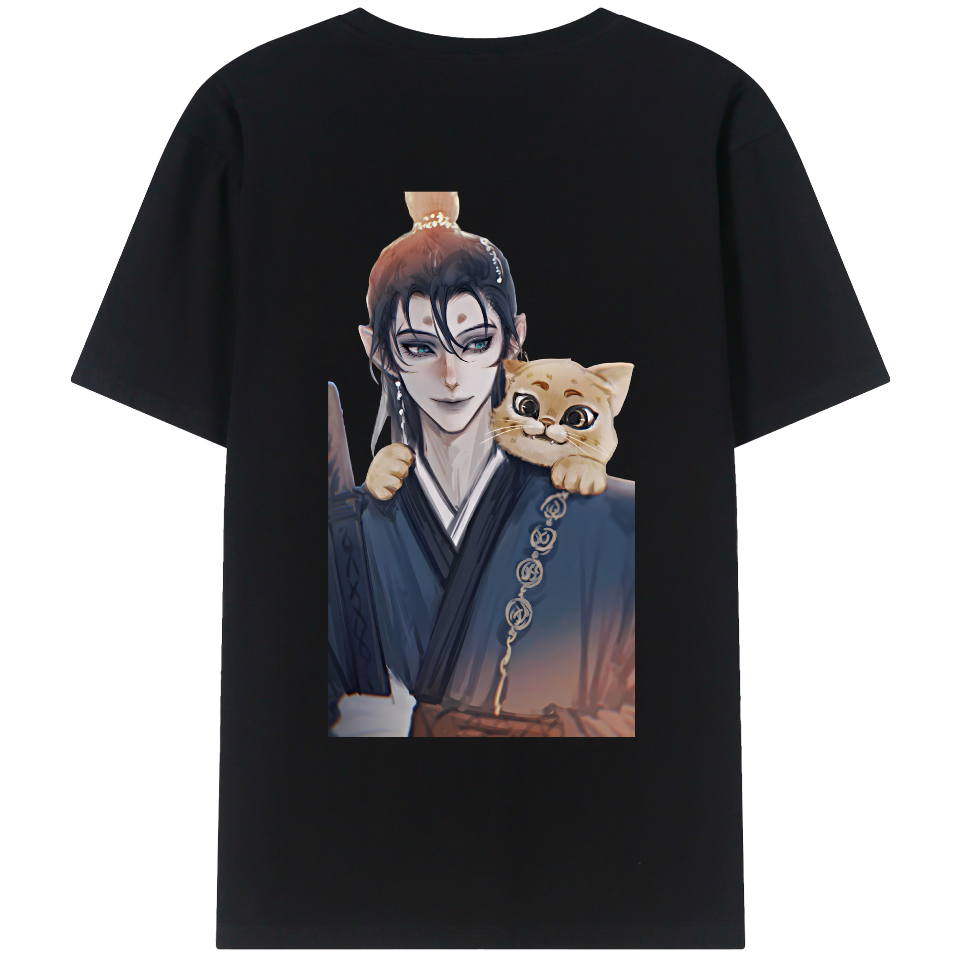 （画像用） Ne Zha 2 ナタ 魔童の大暴れ 綿100％ メンズ半袖Tシャツ（バックプリント） 通気性