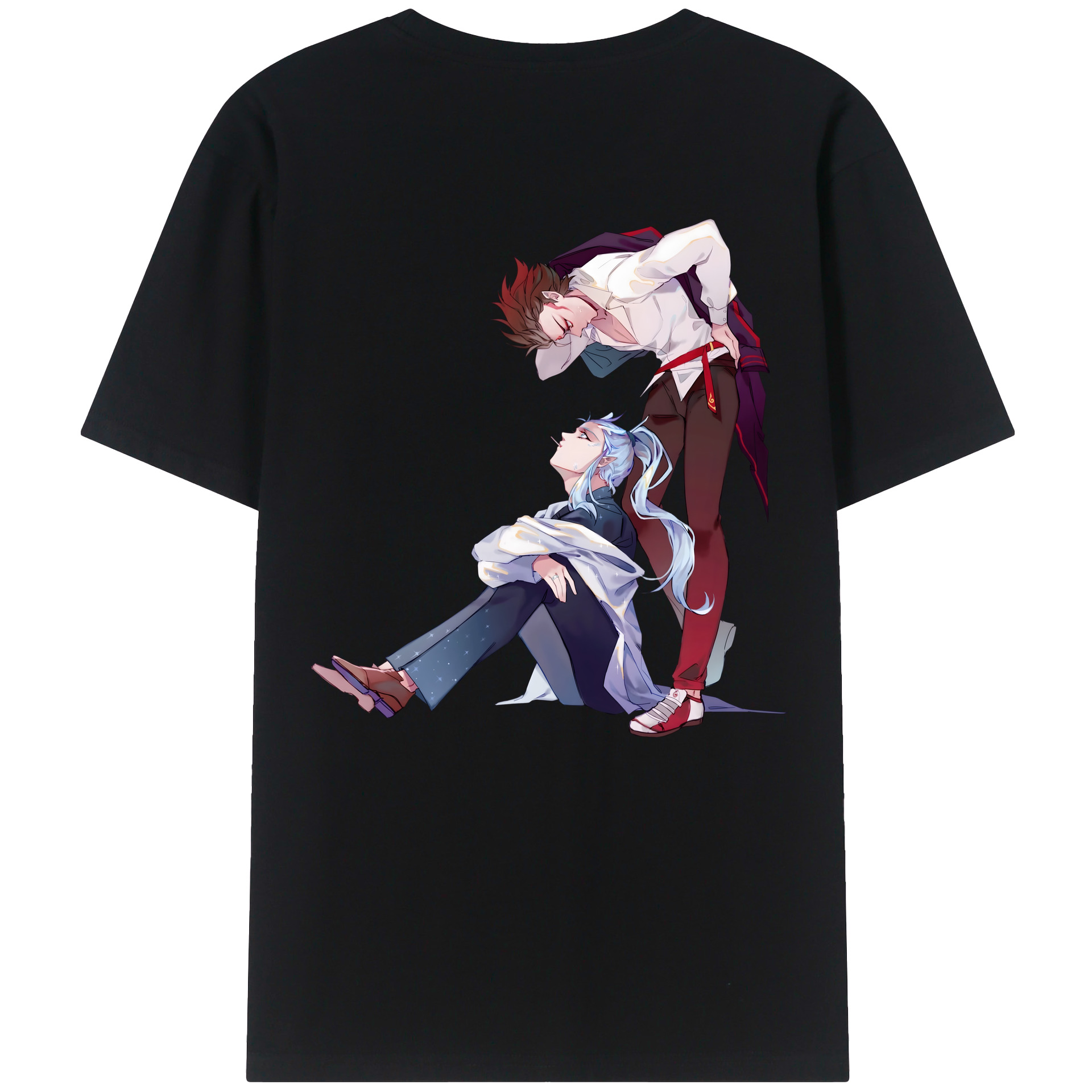 （画像用） Ne Zha 2 ナタ 魔童の大暴れ 綿100％ メンズ半袖Tシャツ（バックプリント） 通気性