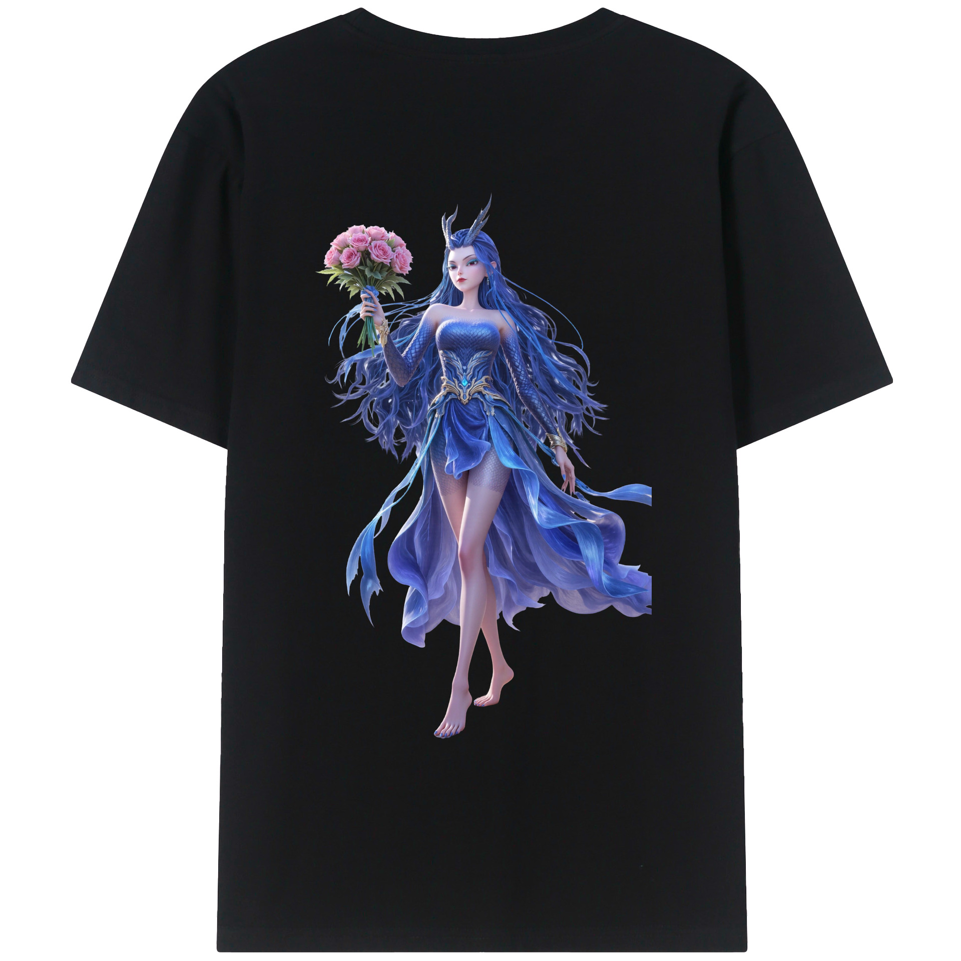 （画像用） Ne Zha 2 ナタ 魔童の大暴れ 綿100％ メンズ半袖Tシャツ（バックプリント） 通気性