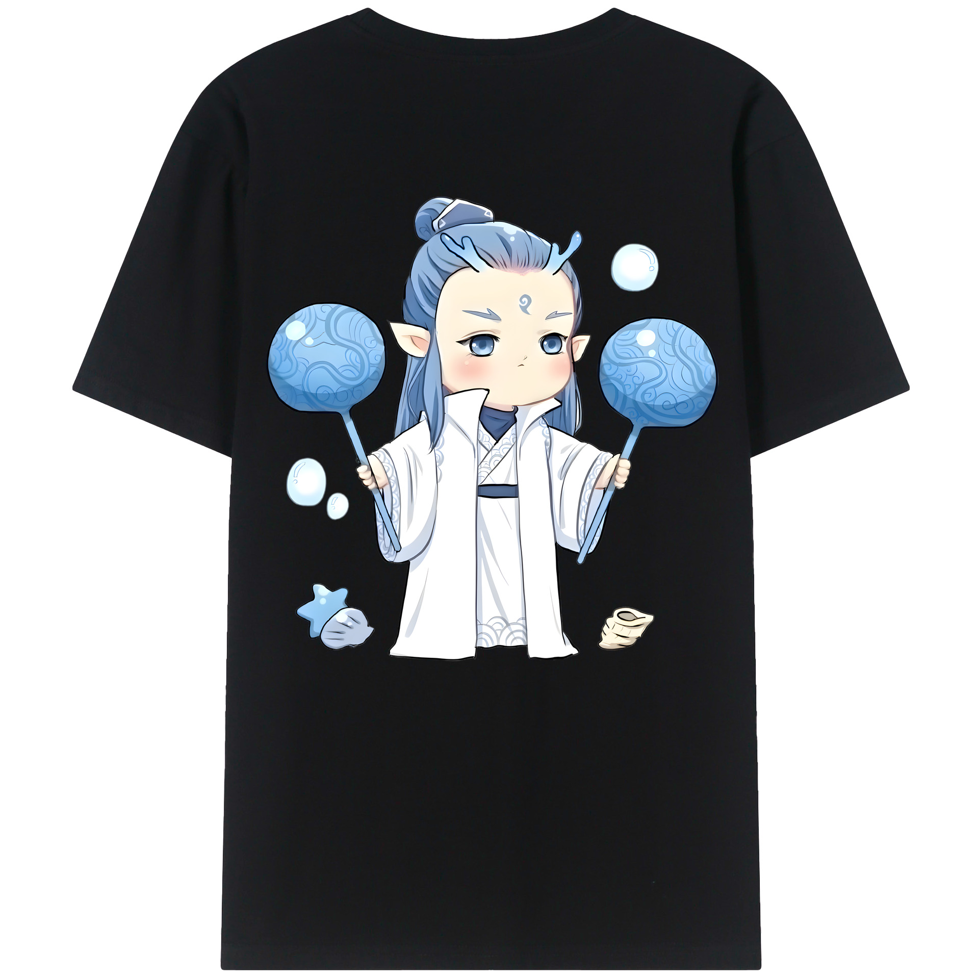 （画像用） Ne Zha 2 ナタ 魔童の大暴れ 綿100％ メンズ半袖Tシャツ（バックプリント） 通気性