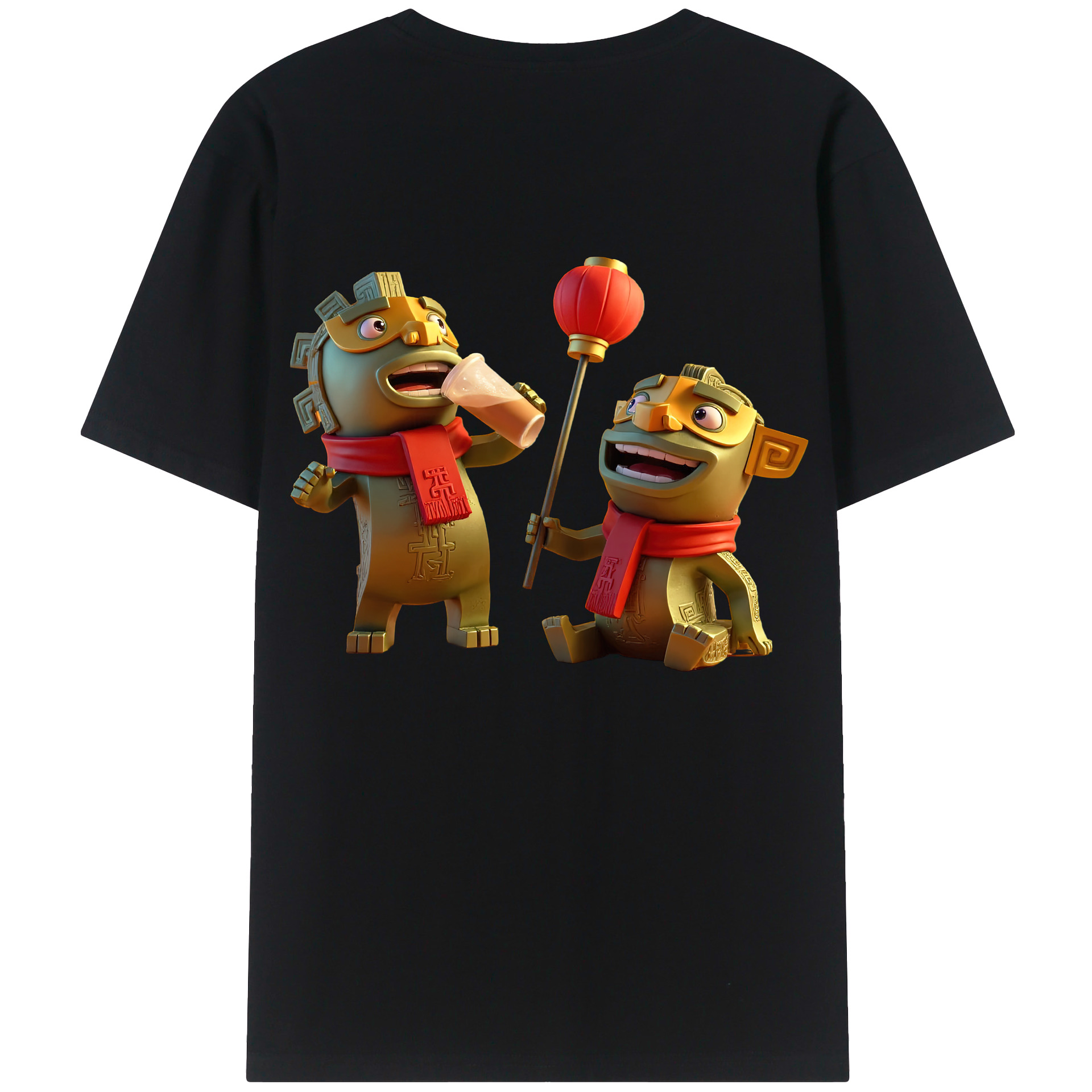 （画像用） Ne Zha 2 ナタ 魔童の大暴れ 綿100％ メンズ半袖Tシャツ（バックプリント） 通気性