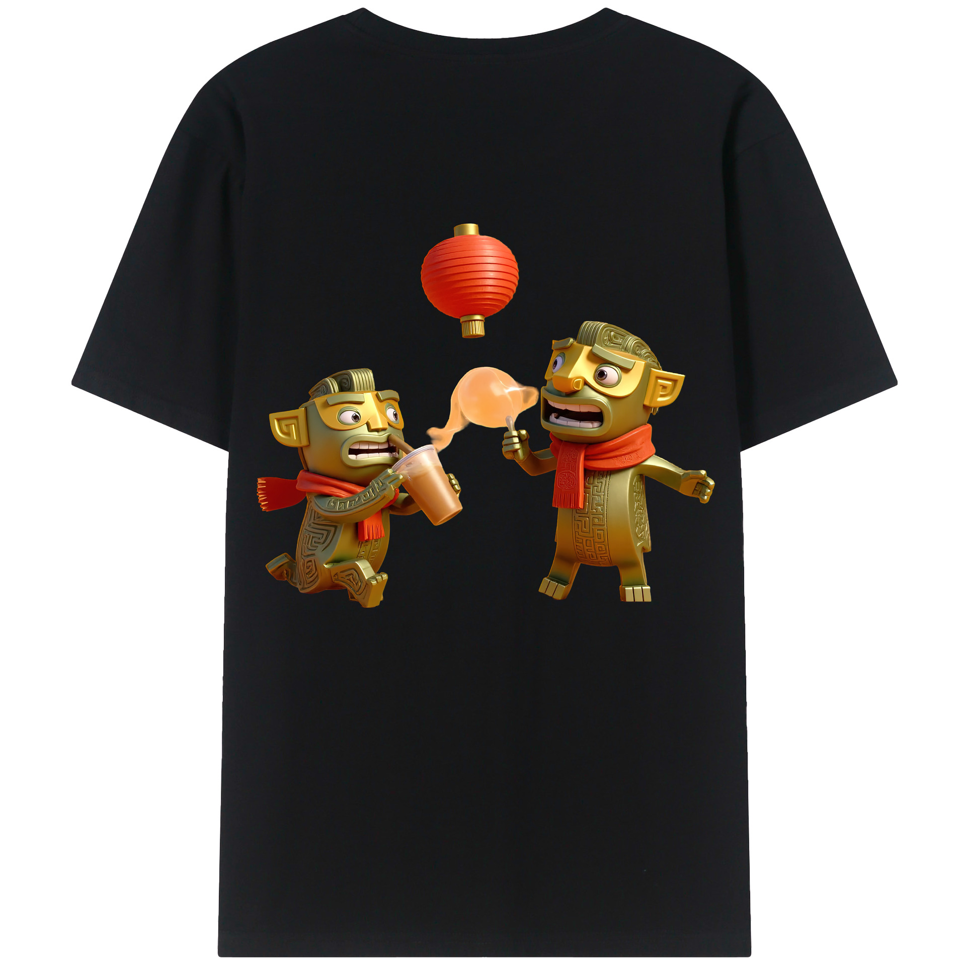 （画像用） Ne Zha 2 ナタ 魔童の大暴れ 綿100％ メンズ半袖Tシャツ（バックプリント） 通気性