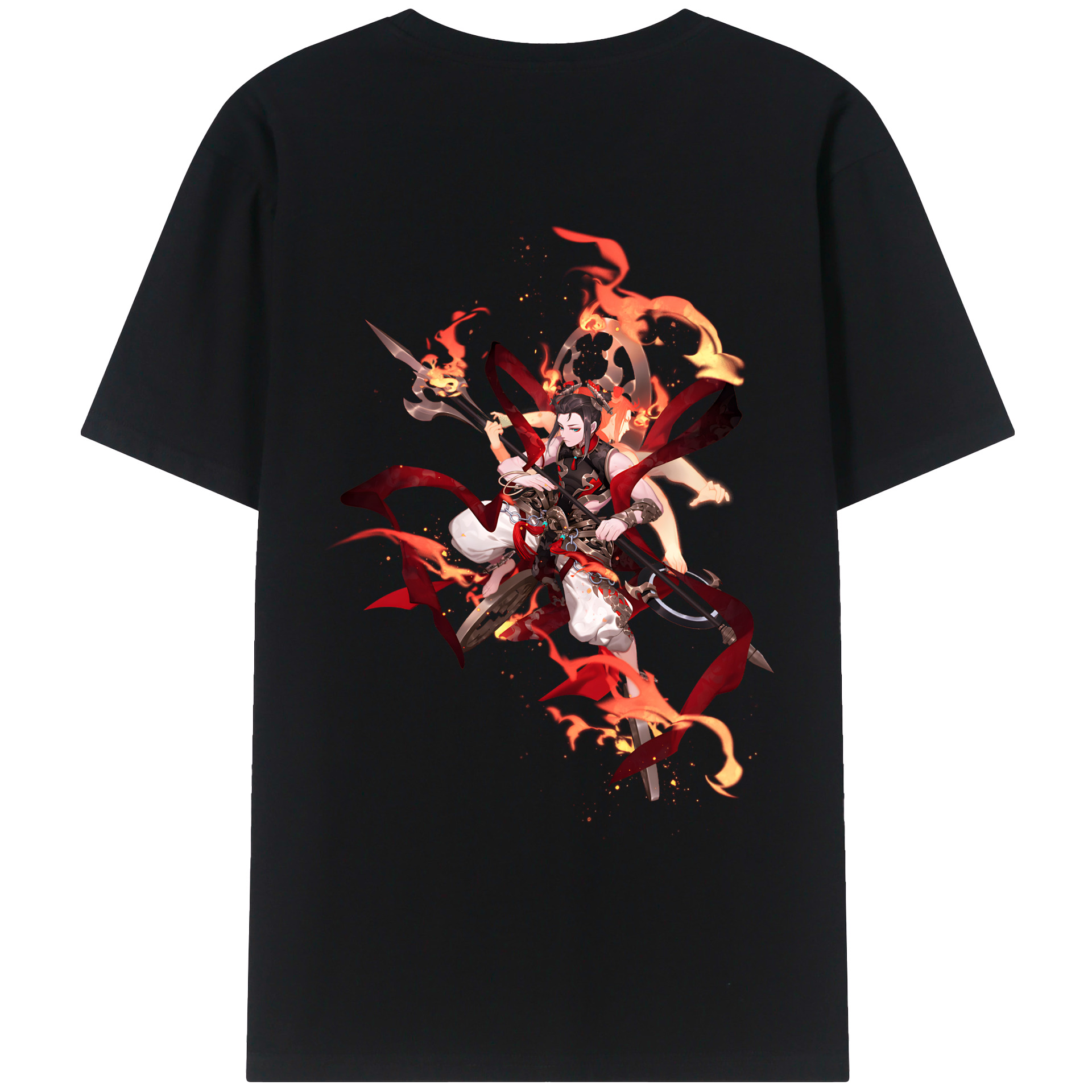 （画像用） Ne Zha 2 ナタ 魔童の大暴れ 綿100％ メンズ半袖Tシャツ（バックプリント） 通気性