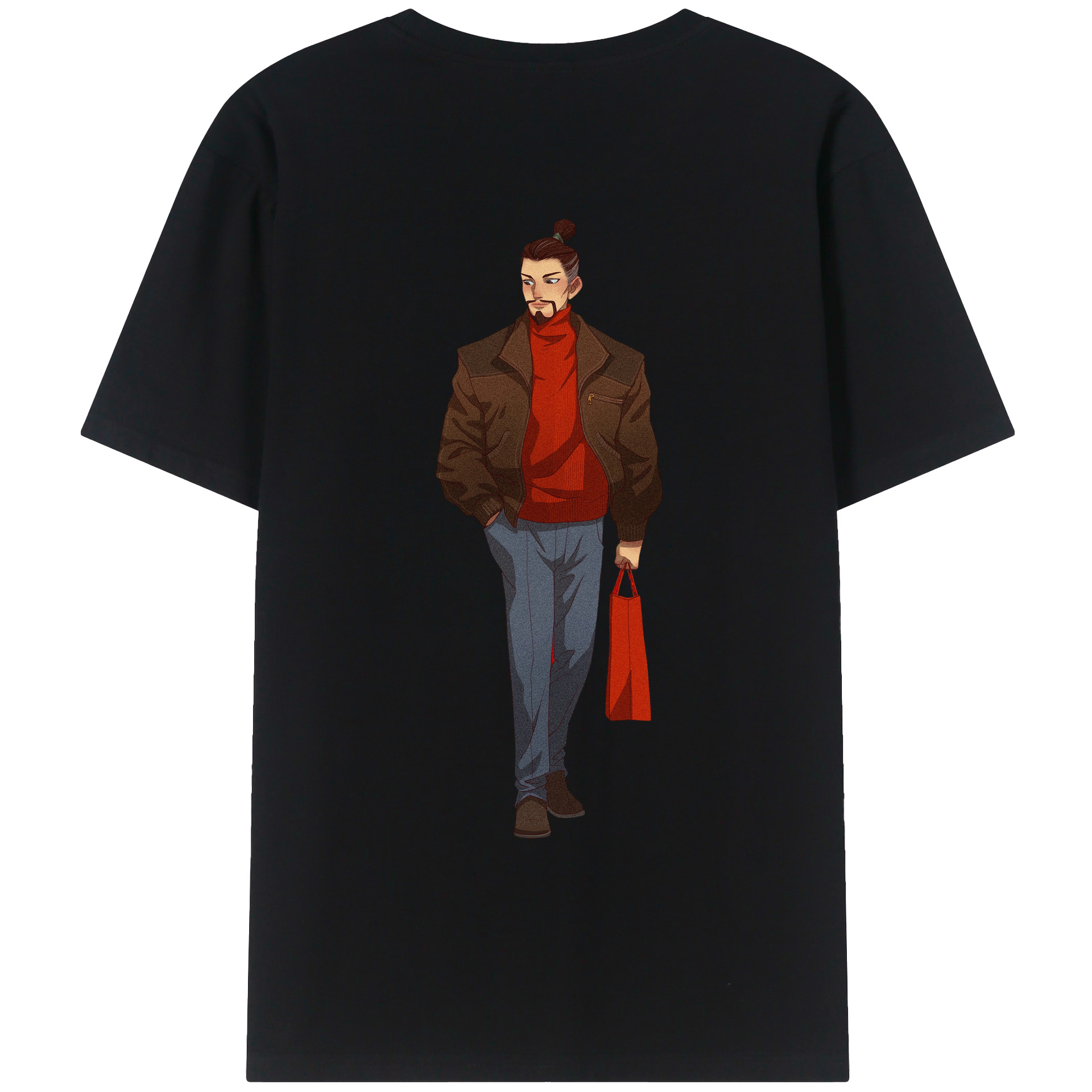 （画像用） Ne Zha 2 ナタ 魔童の大暴れ 綿100％ メンズ半袖Tシャツ（バックプリント） 通気性