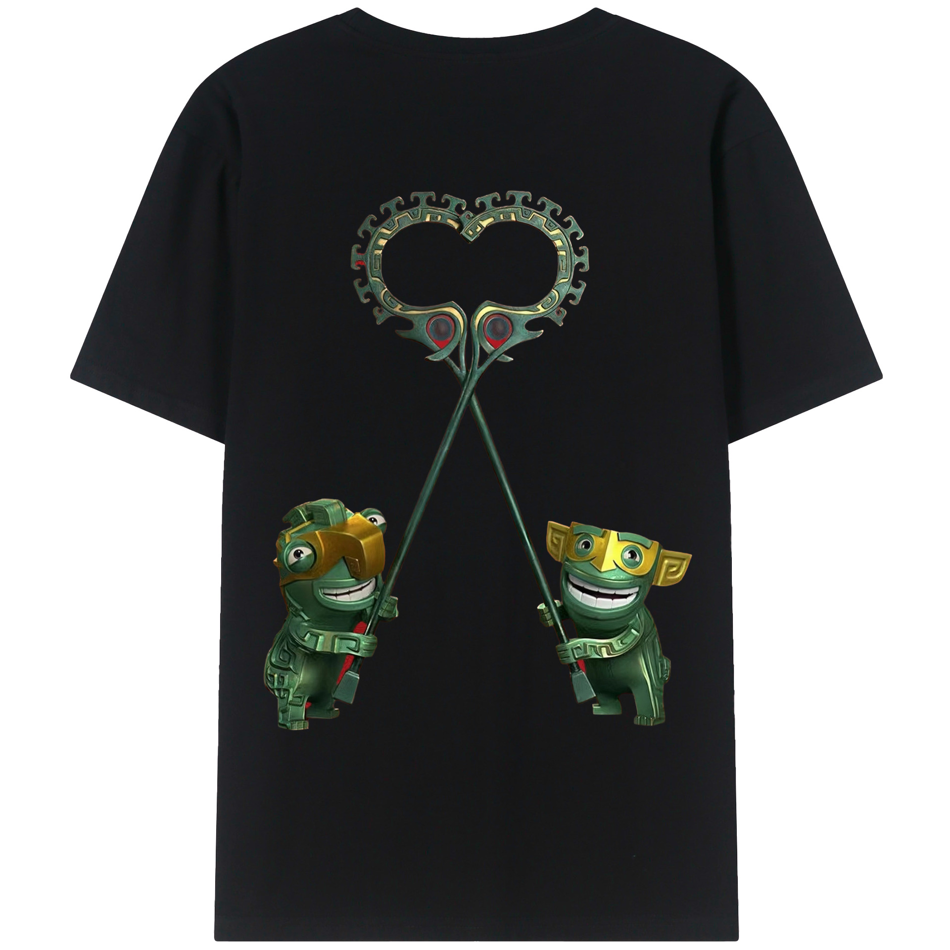 （画像用） Ne Zha 2 ナタ 魔童の大暴れ 綿100％ メンズ半袖Tシャツ（バックプリント） 通気性