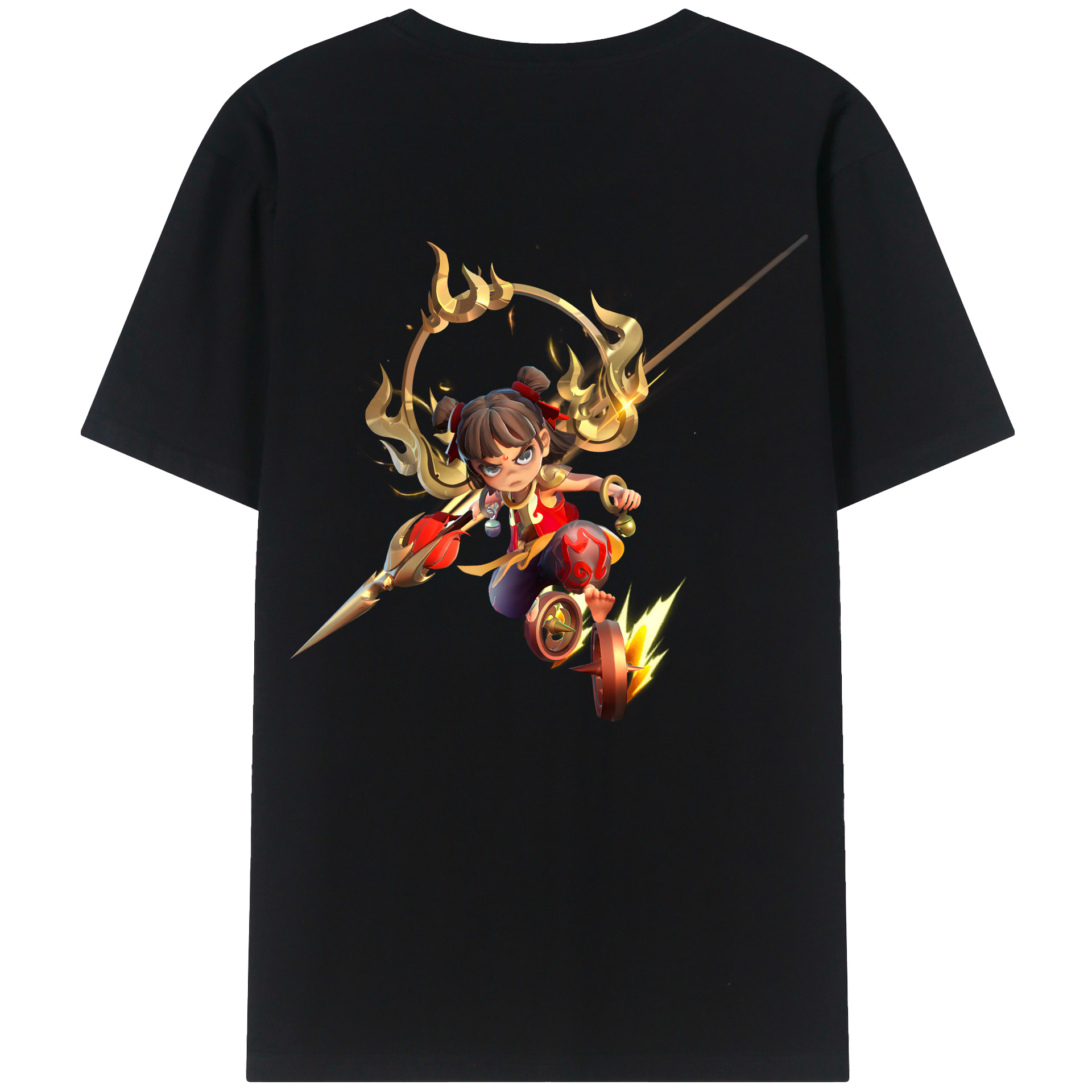 （画像用） Ne Zha 2 ナタ 魔童の大暴れ 綿100％ メンズ半袖Tシャツ（バックプリント） 通気性