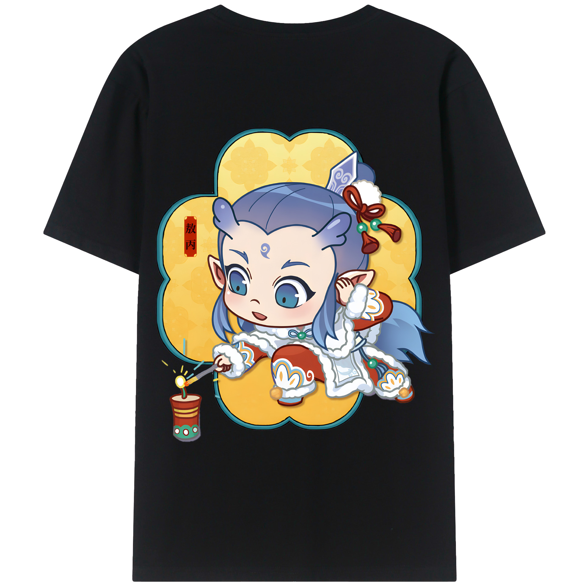 （画像用） Ne Zha 2 ナタ 魔童の大暴れ 綿100％ メンズ半袖Tシャツ（バックプリント） 通気性