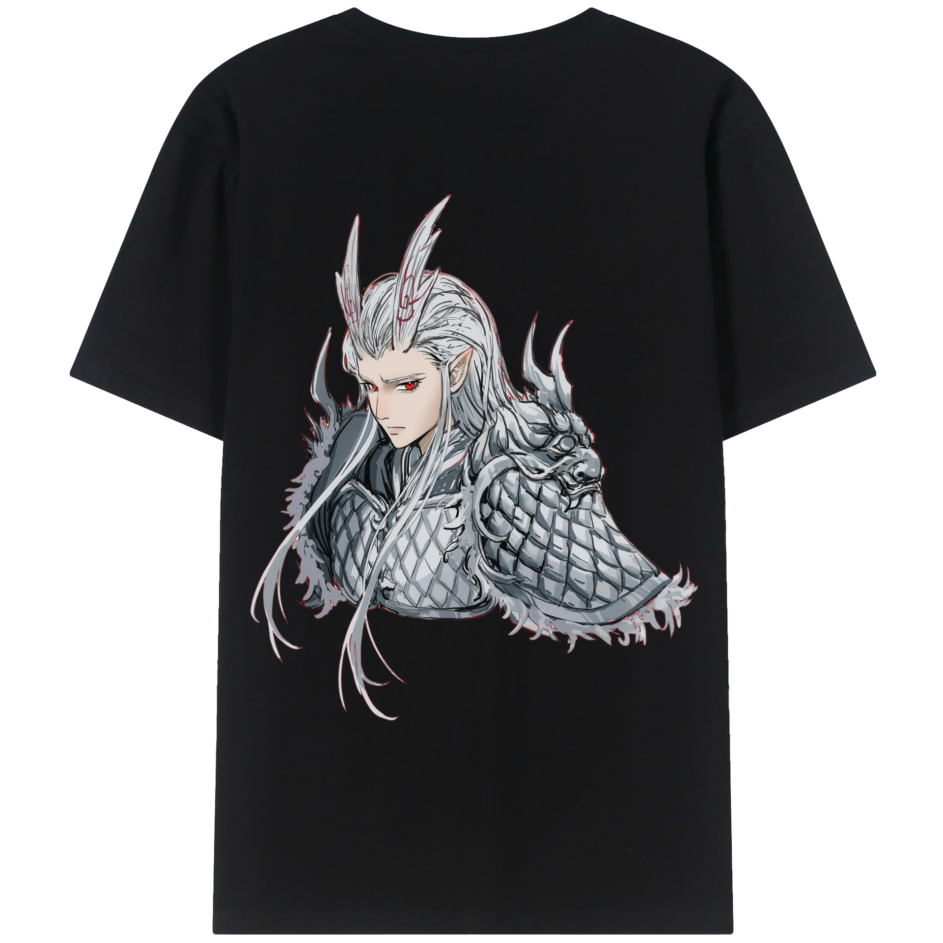 （画像用） Ne Zha 2 ナタ 魔童の大暴れ 綿100％ メンズ半袖Tシャツ（バックプリント） 通気性