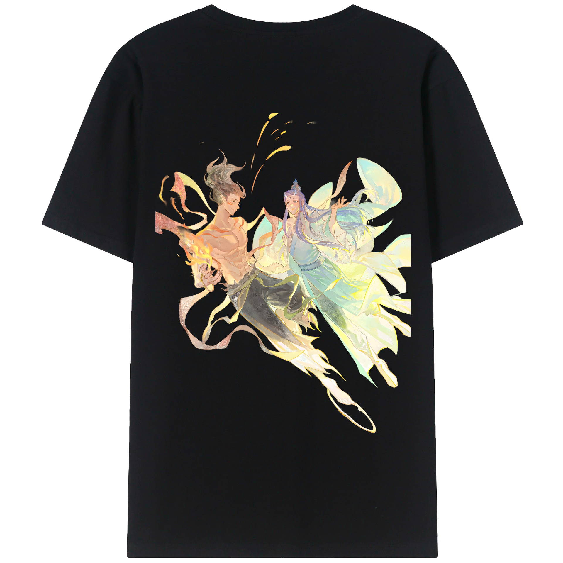 （画像用） Ne Zha 2 ナタ 魔童の大暴れ 綿100％ メンズ半袖Tシャツ（バックプリント） 通気性