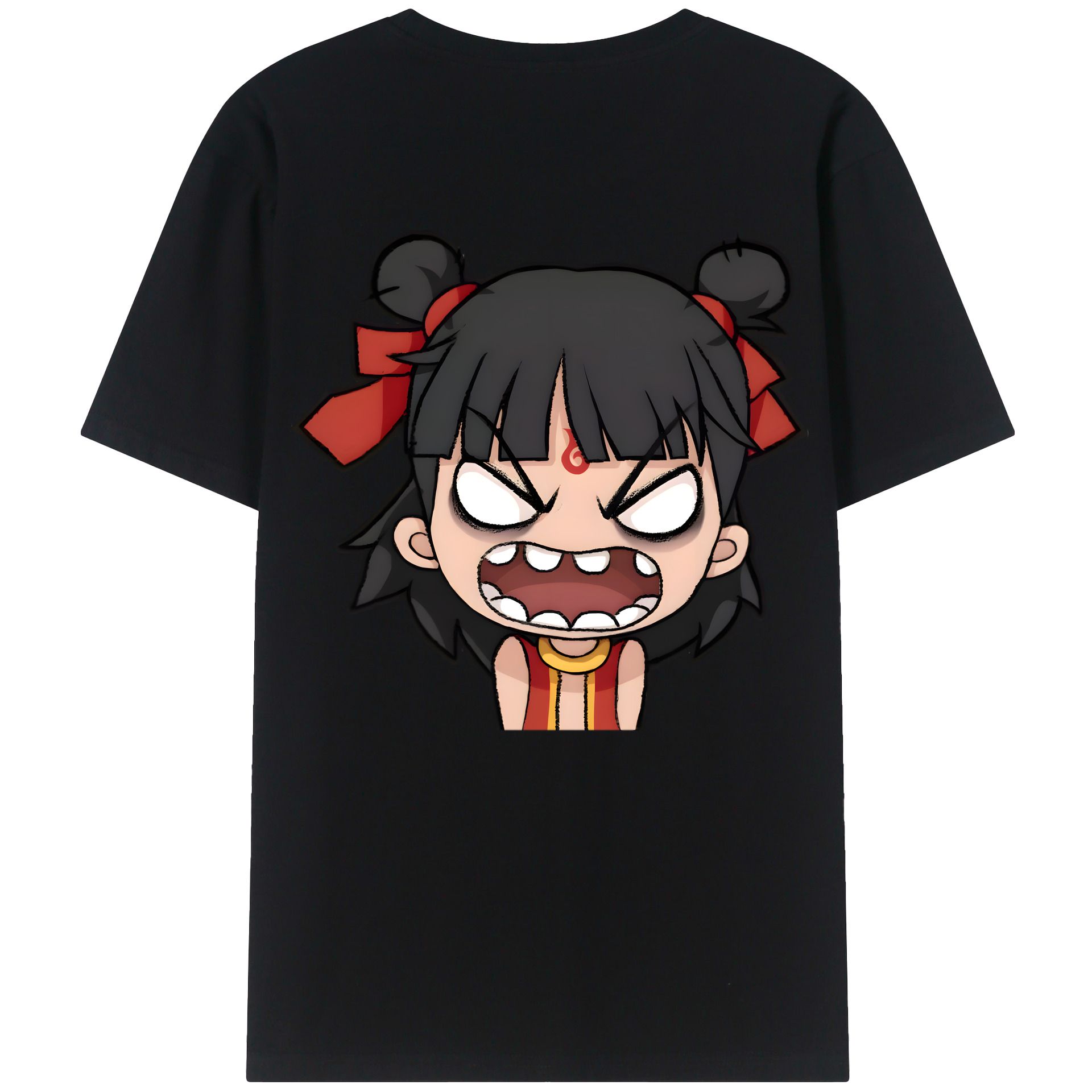 （画像用） Ne Zha 2 ナタ 魔童の大暴れ 綿100％ メンズ半袖Tシャツ（バックプリント） 通気性