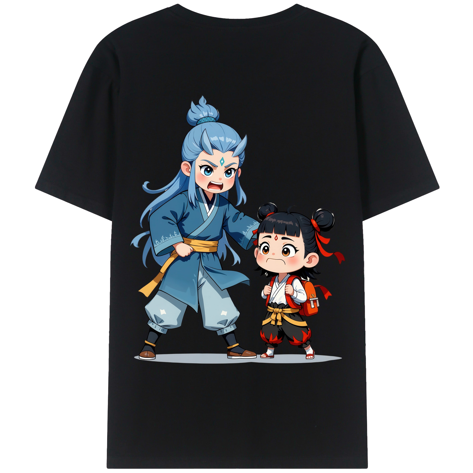 （画像用） Ne Zha 2 ナタ 魔童の大暴れ 綿100％ メンズ半袖Tシャツ（バックプリント） 通気性