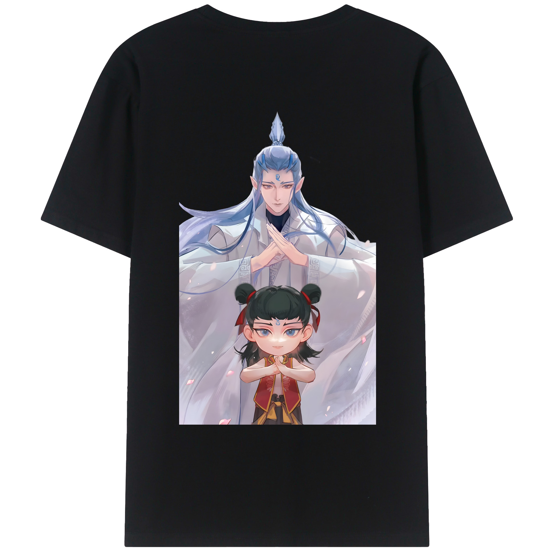 （画像用） Ne Zha 2 ナタ 魔童の大暴れ 綿100％ メンズ半袖Tシャツ（バックプリント） 通気性