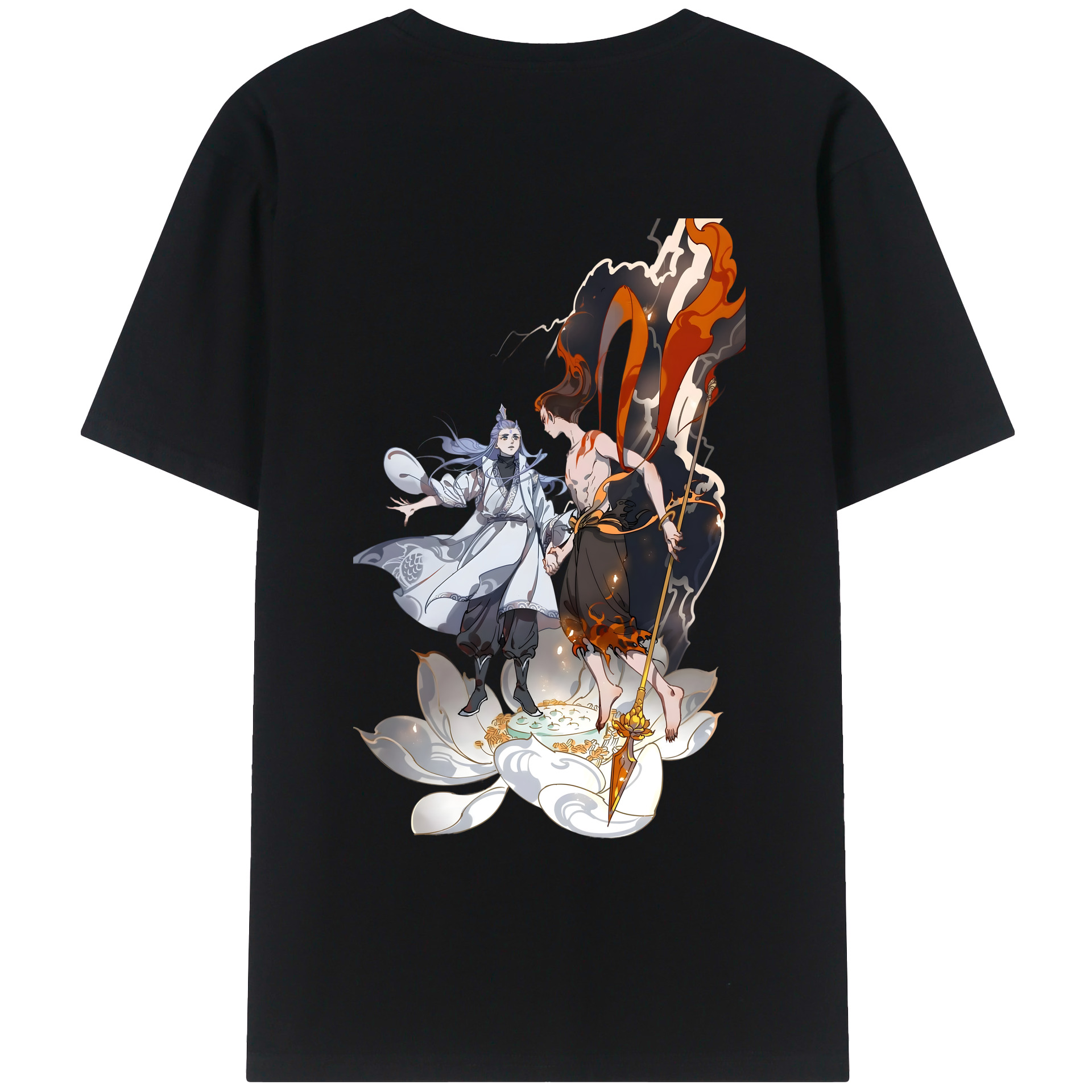 （画像用） Ne Zha 2 ナタ 魔童の大暴れ 綿100％ メンズ半袖Tシャツ（バックプリント） 通気性