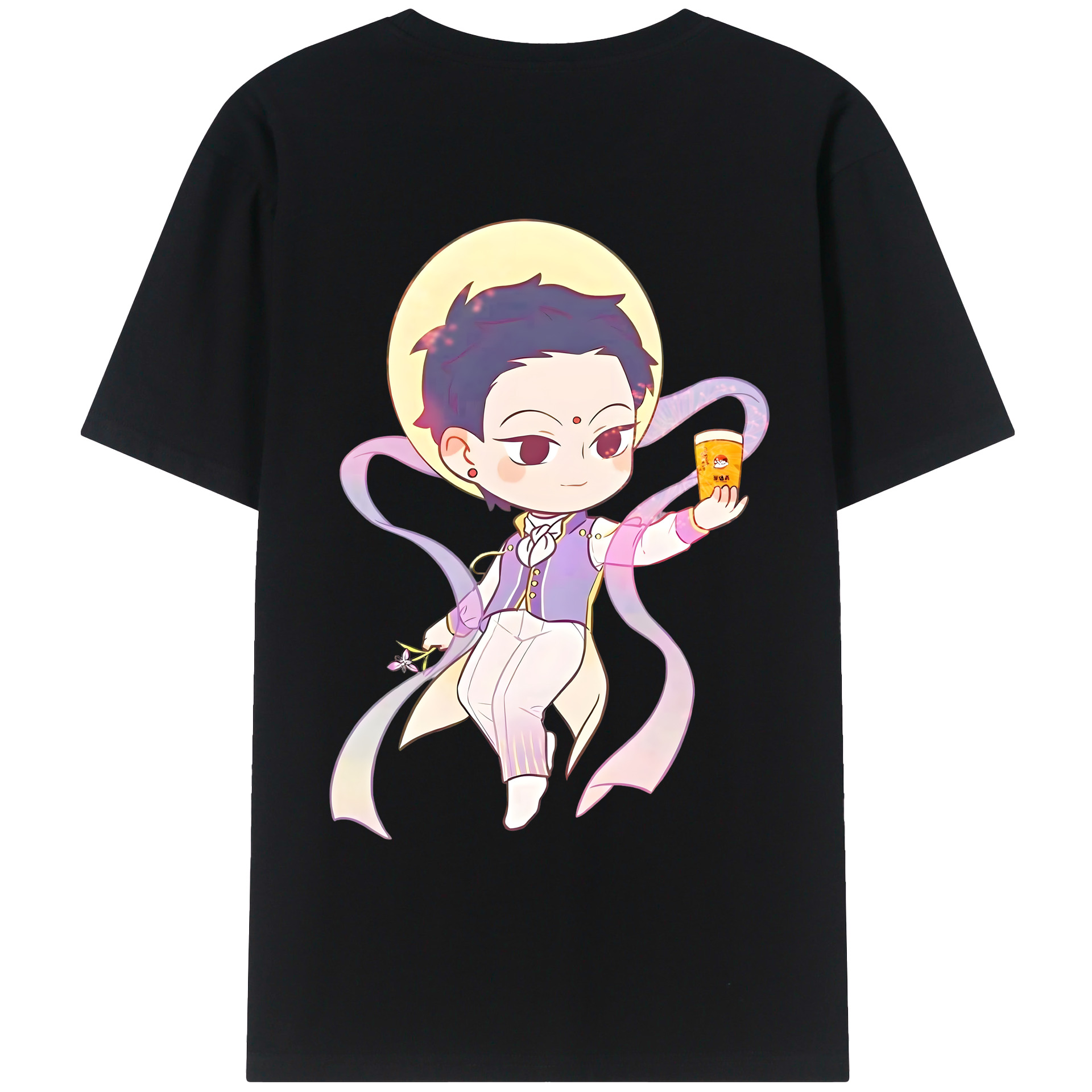 （画像用） Ne Zha 2 ナタ 魔童の大暴れ 綿100％ メンズ半袖Tシャツ（バックプリント） 通気性