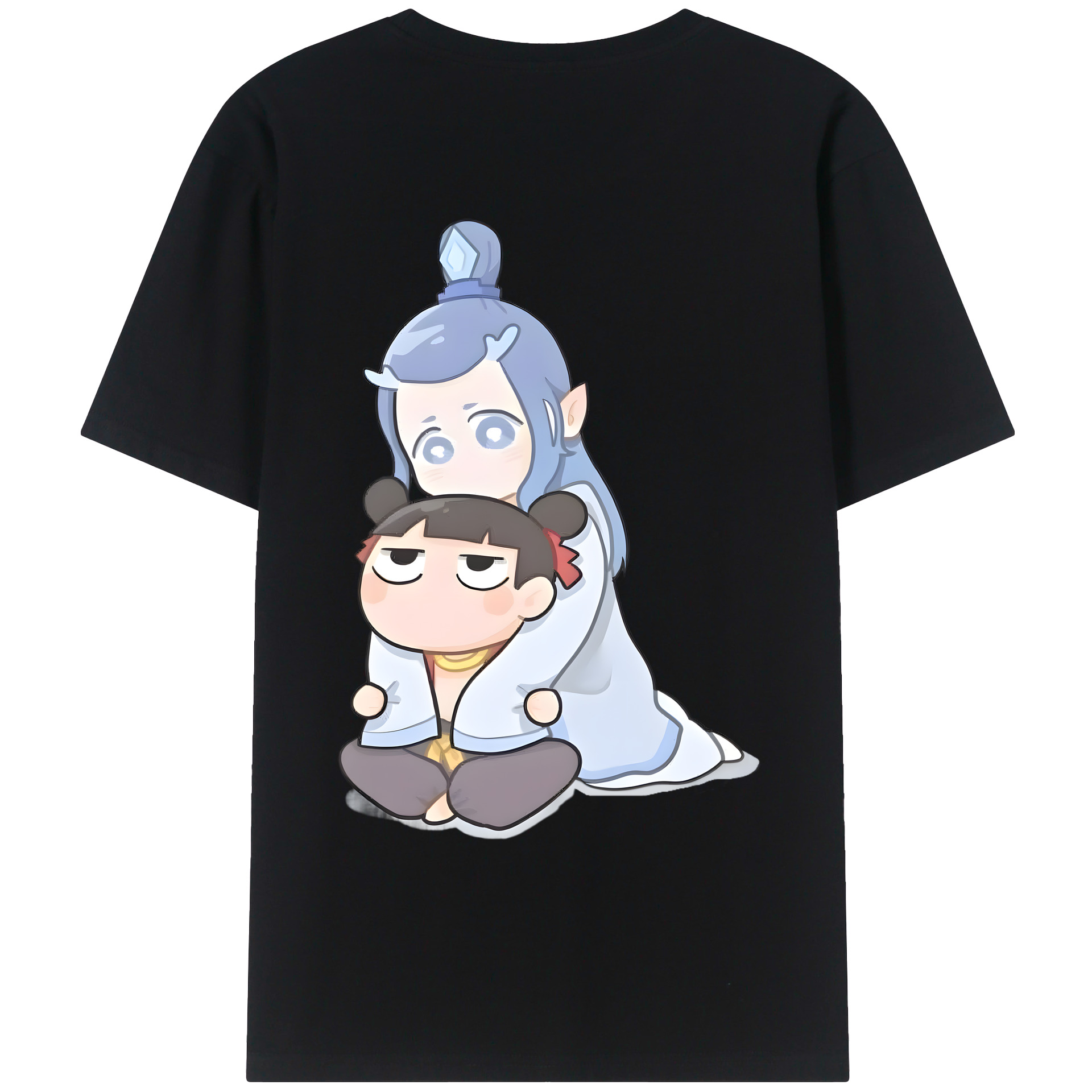 （画像用） Ne Zha 2 ナタ 魔童の大暴れ 綿100％ メンズ半袖Tシャツ（バックプリント） 通気性