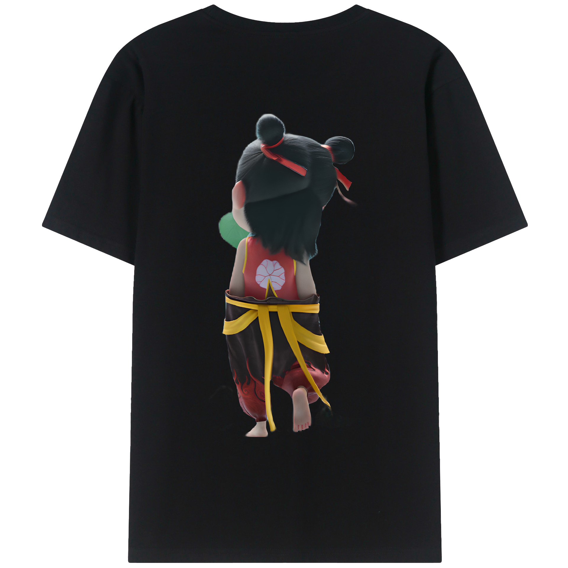 （画像用） Ne Zha 2 ナタ 魔童の大暴れ 綿100％ メンズ半袖Tシャツ（バックプリント） 通気性