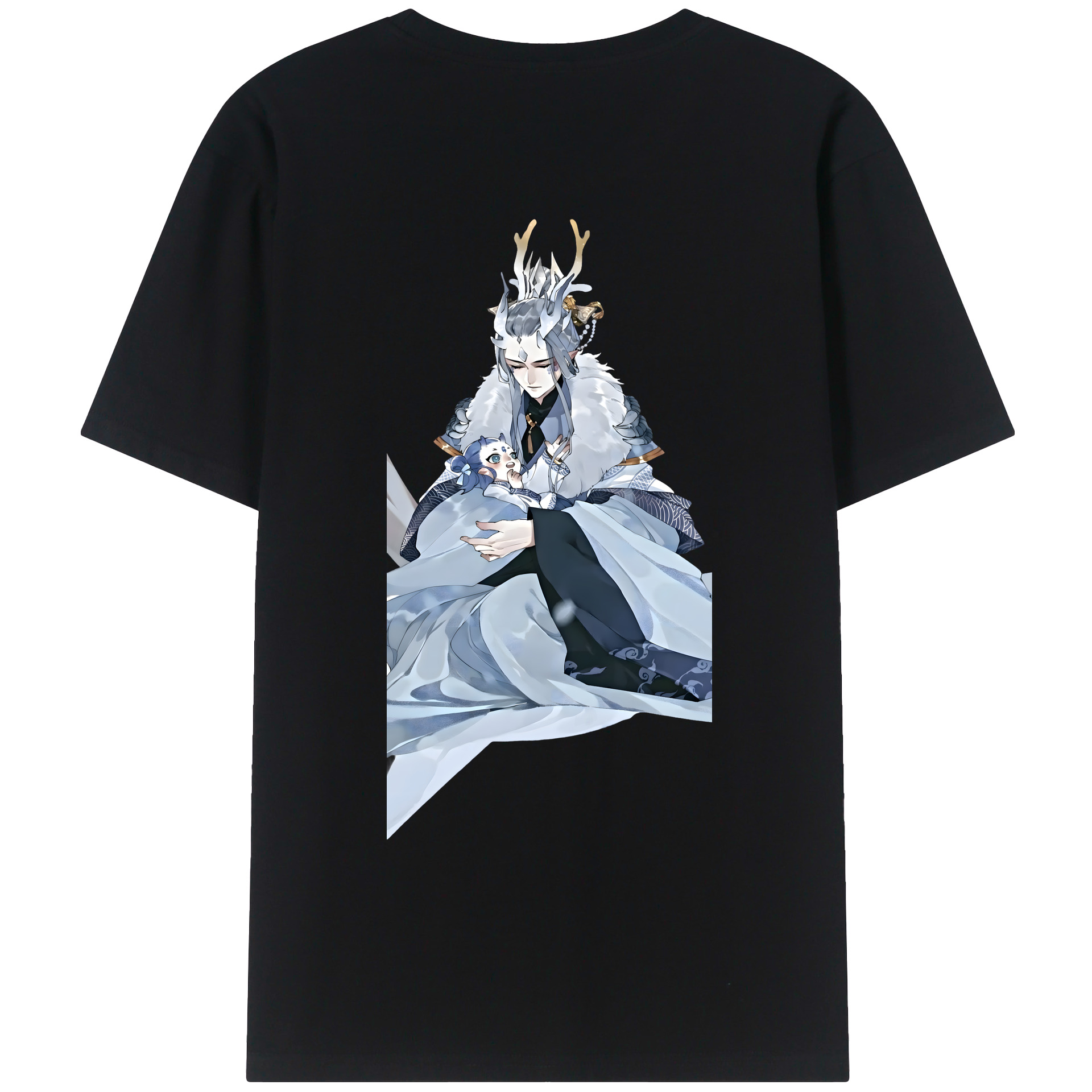 （画像用） Ne Zha 2 ナタ 魔童の大暴れ 綿100％ メンズ半袖Tシャツ（バックプリント） 通気性