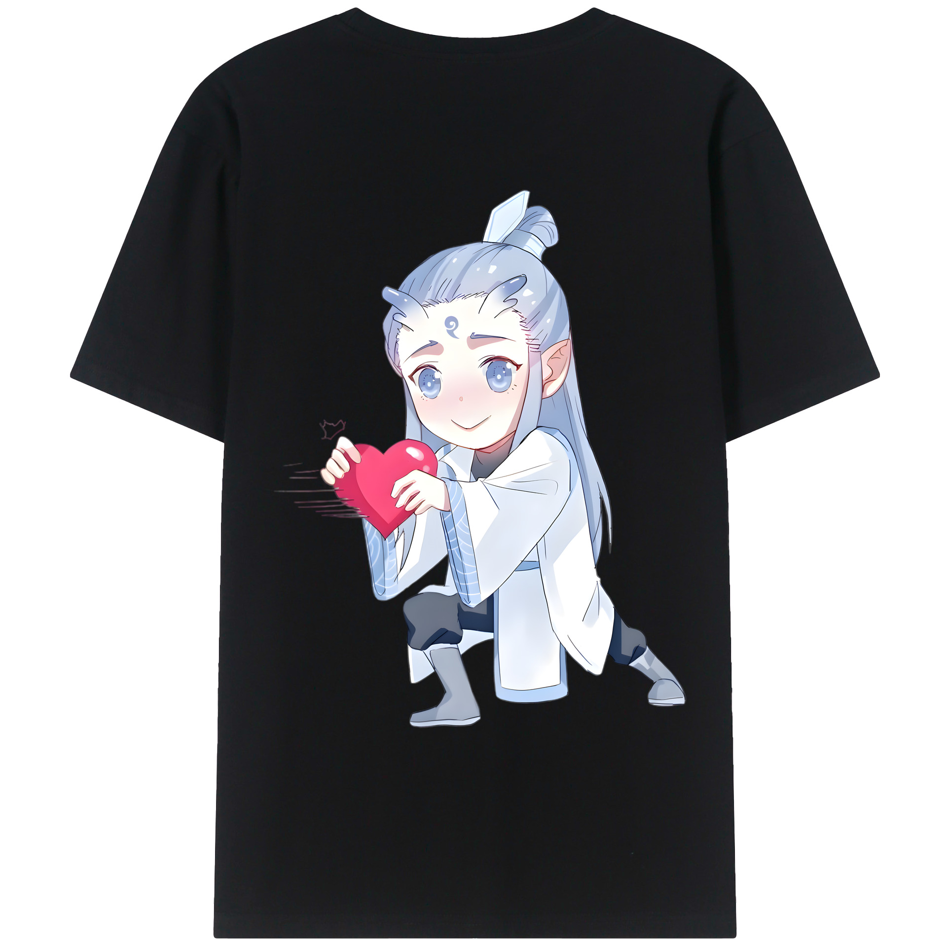 （画像用） Ne Zha 2 ナタ 魔童の大暴れ 綿100％ メンズ半袖Tシャツ（バックプリント） 通気性