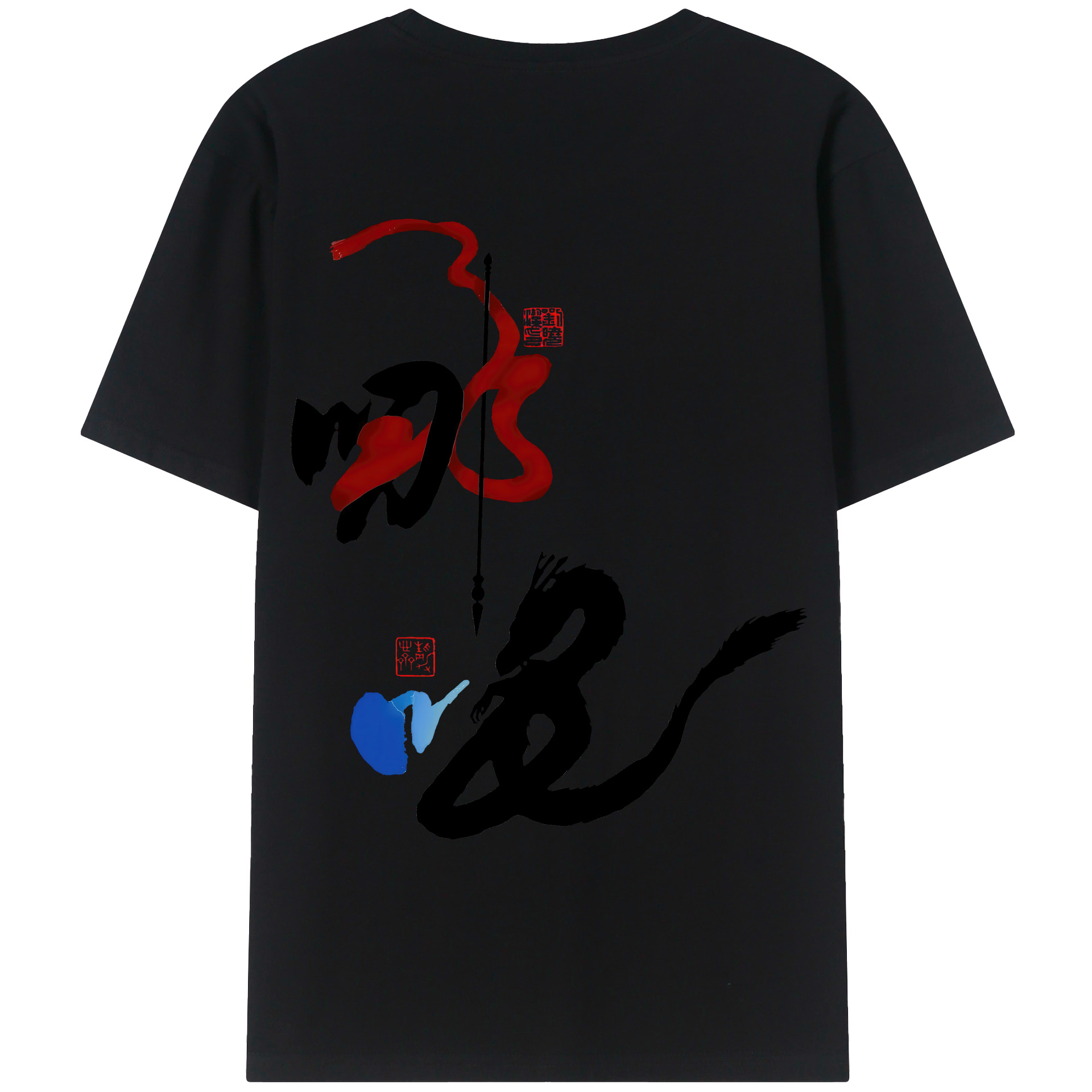 （画像用） Ne Zha 2 ナタ 魔童の大暴れ 綿100％ メンズ半袖Tシャツ（バックプリント） 通気性