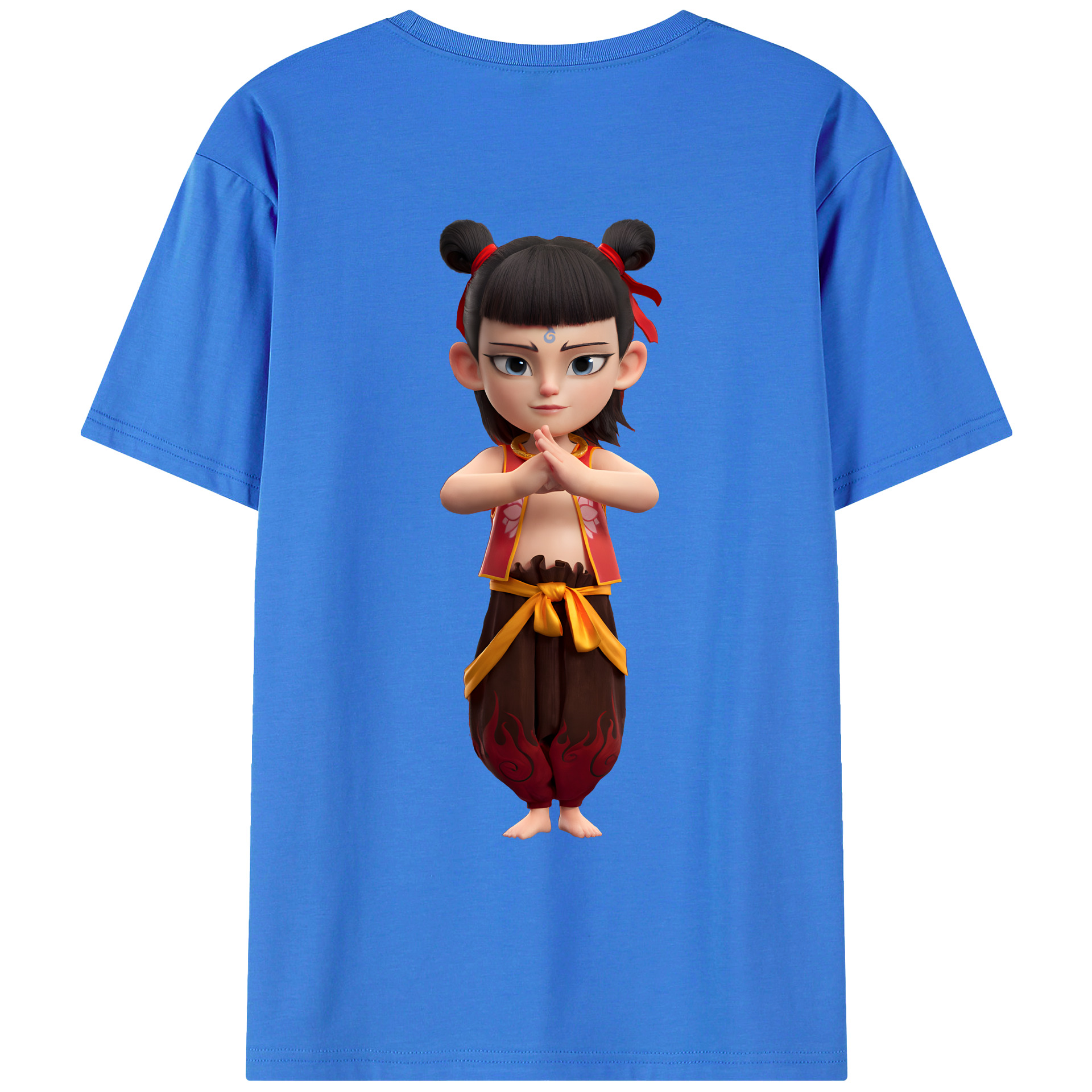 （画像用） Ne Zha 2 ナタ 魔童の大暴れ 綿100％ メンズ半袖Tシャツ（バックプリント） 通気性