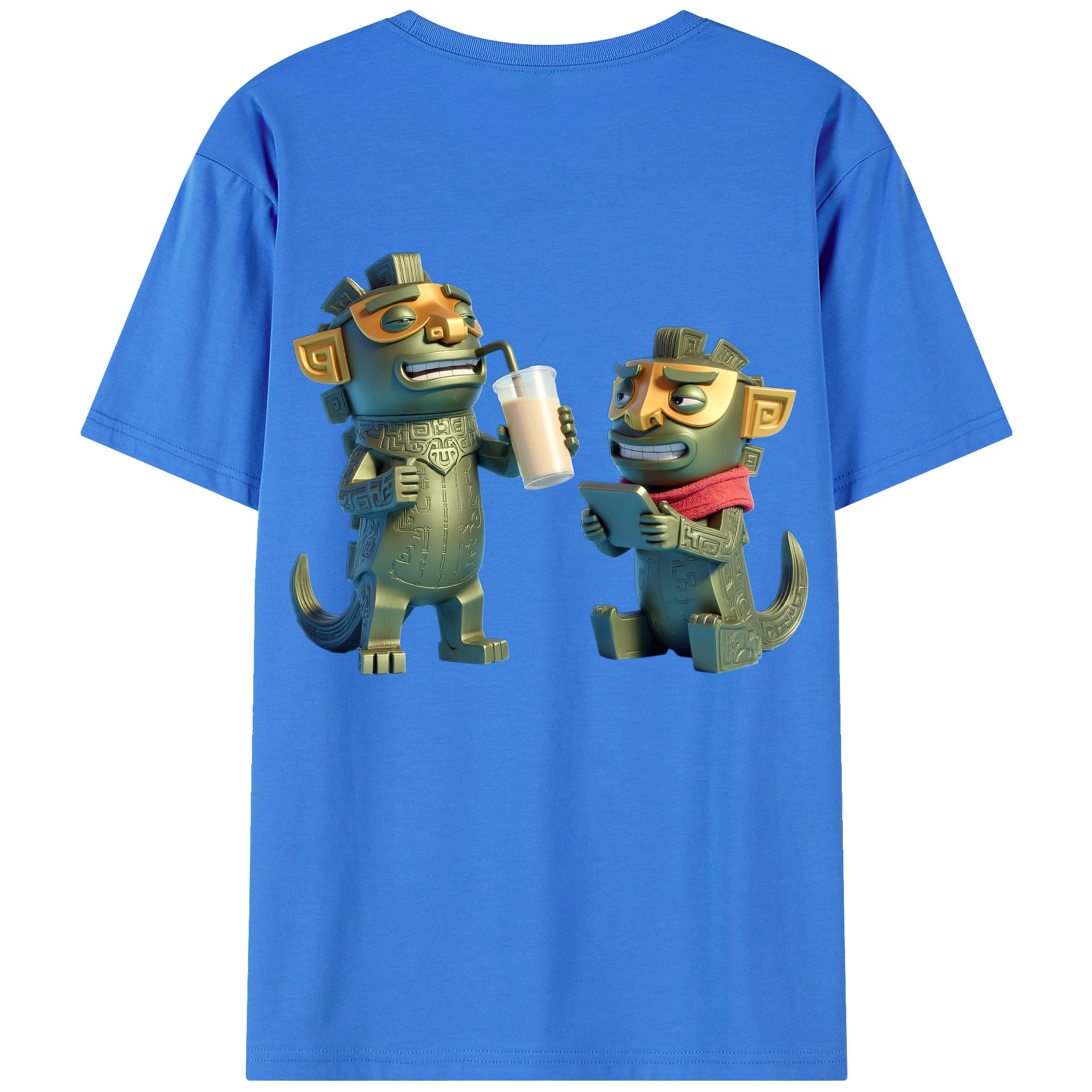 （画像用） Ne Zha 2 ナタ 魔童の大暴れ 綿100％ メンズ半袖Tシャツ（バックプリント） 通気性