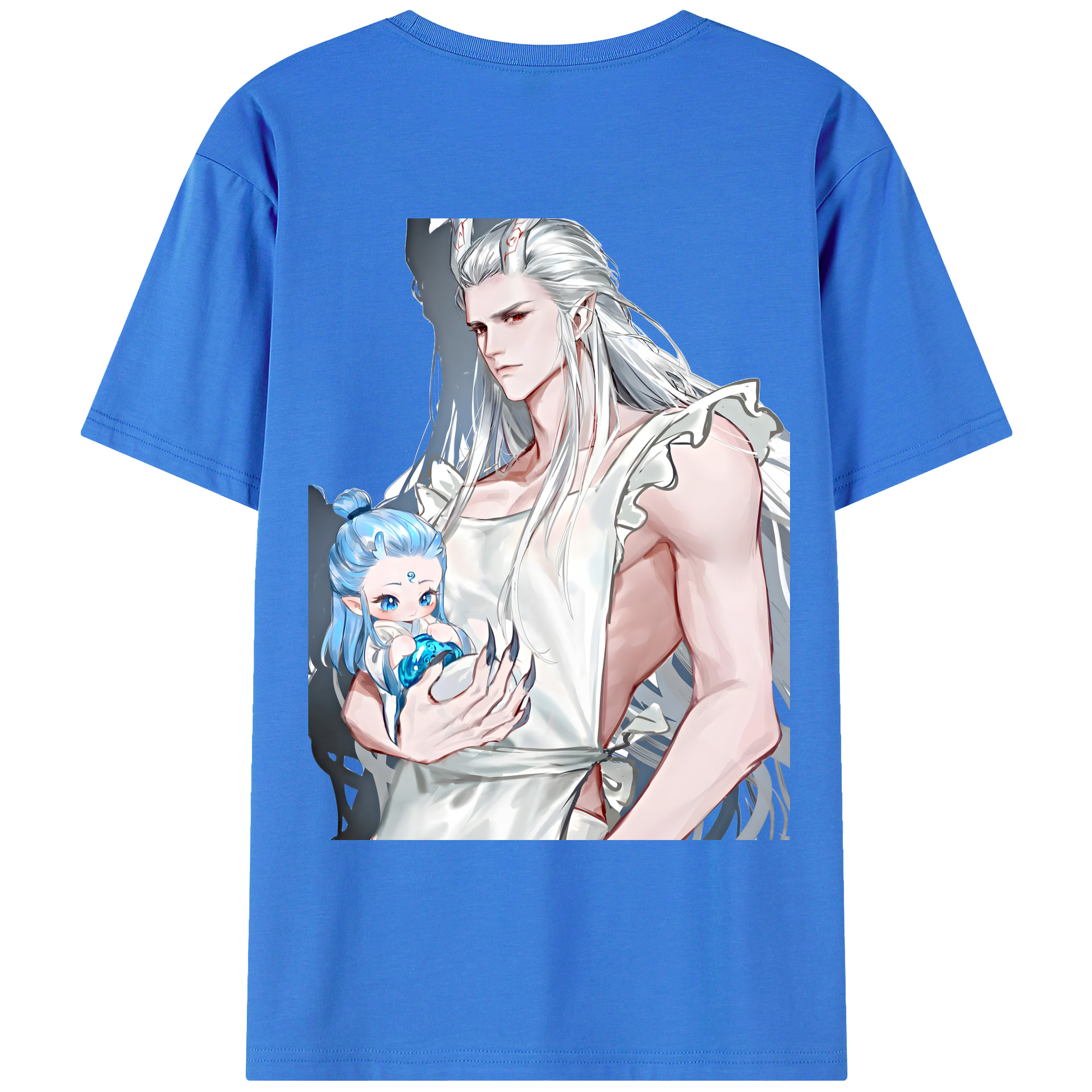（画像用） Ne Zha 2 ナタ 魔童の大暴れ 綿100％ メンズ半袖Tシャツ（バックプリント） 通気性