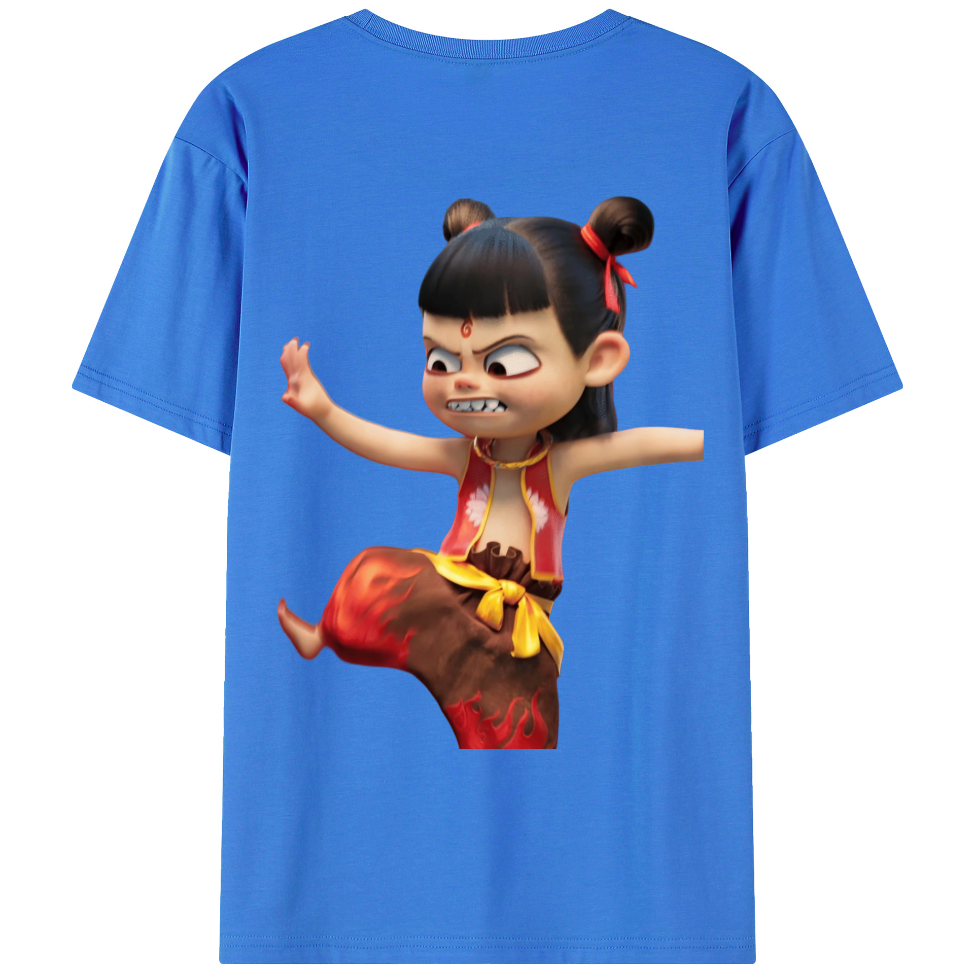 （画像用） Ne Zha 2 ナタ 魔童の大暴れ 綿100％ メンズ半袖Tシャツ（バックプリント） 通気性