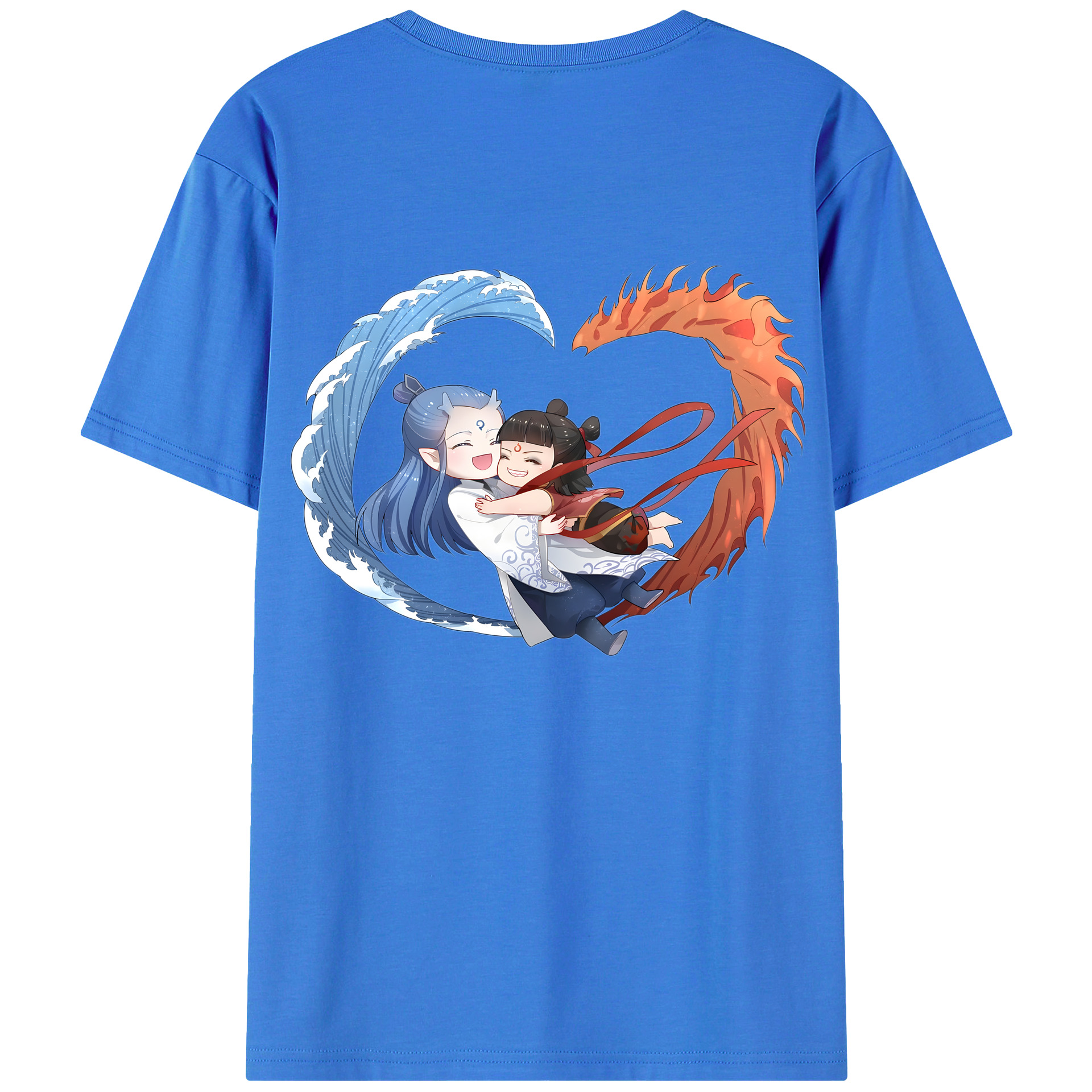 （画像用） Ne Zha 2 ナタ 魔童の大暴れ 綿100％ メンズ半袖Tシャツ（バックプリント） 通気性