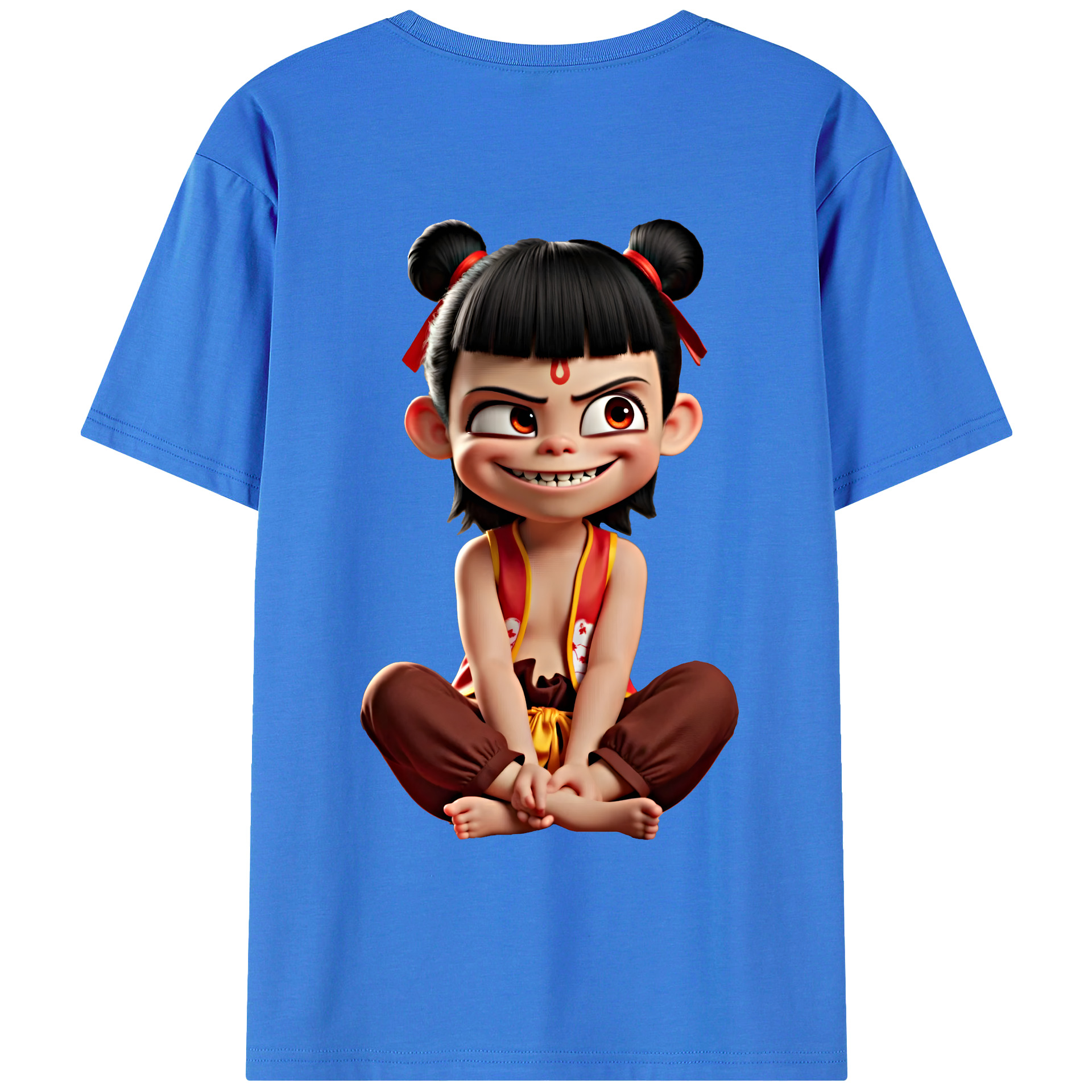 （画像用） Ne Zha 2 ナタ 魔童の大暴れ 綿100％ メンズ半袖Tシャツ（バックプリント） 通気性