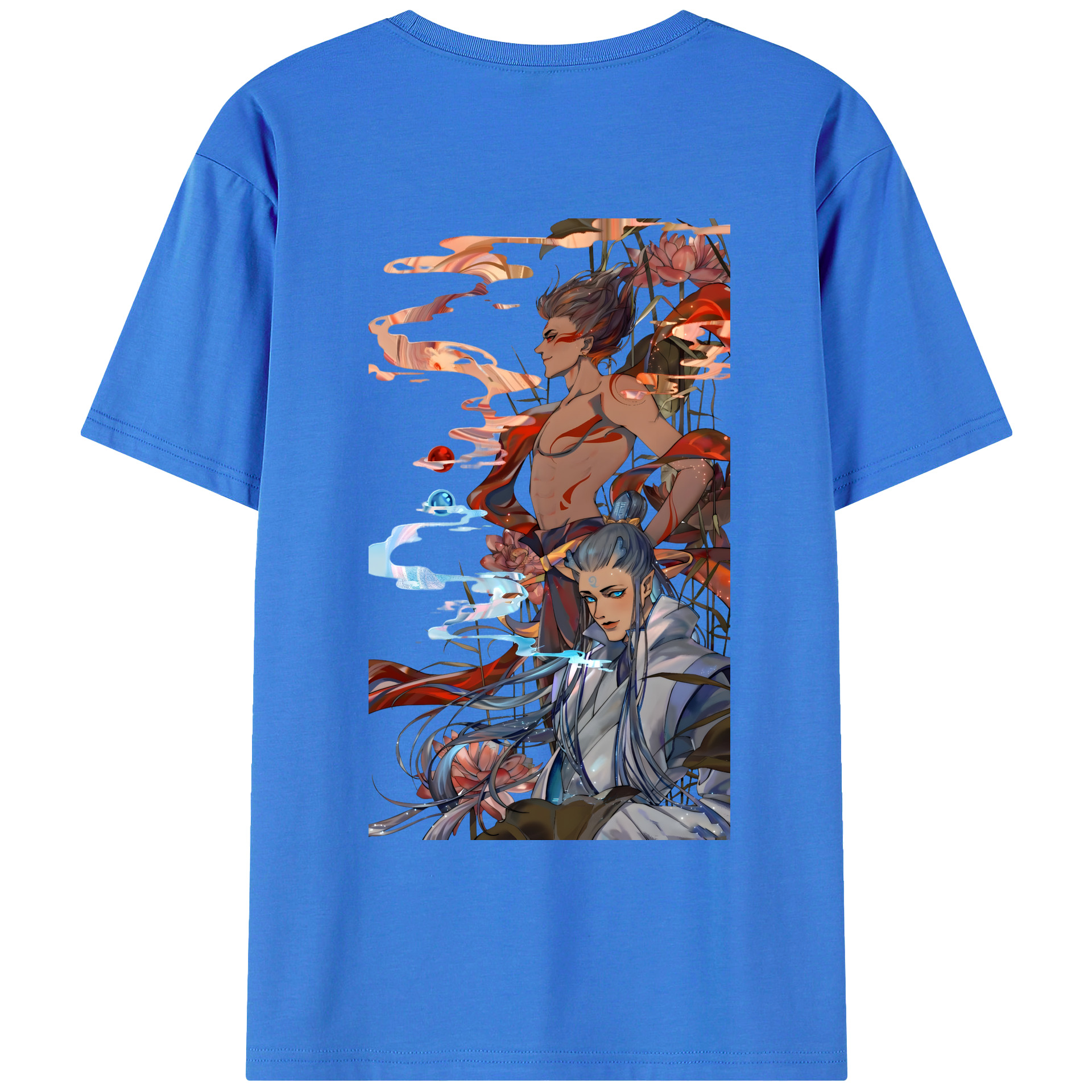（画像用） Ne Zha 2 ナタ 魔童の大暴れ 綿100％ メンズ半袖Tシャツ（バックプリント） 通気性