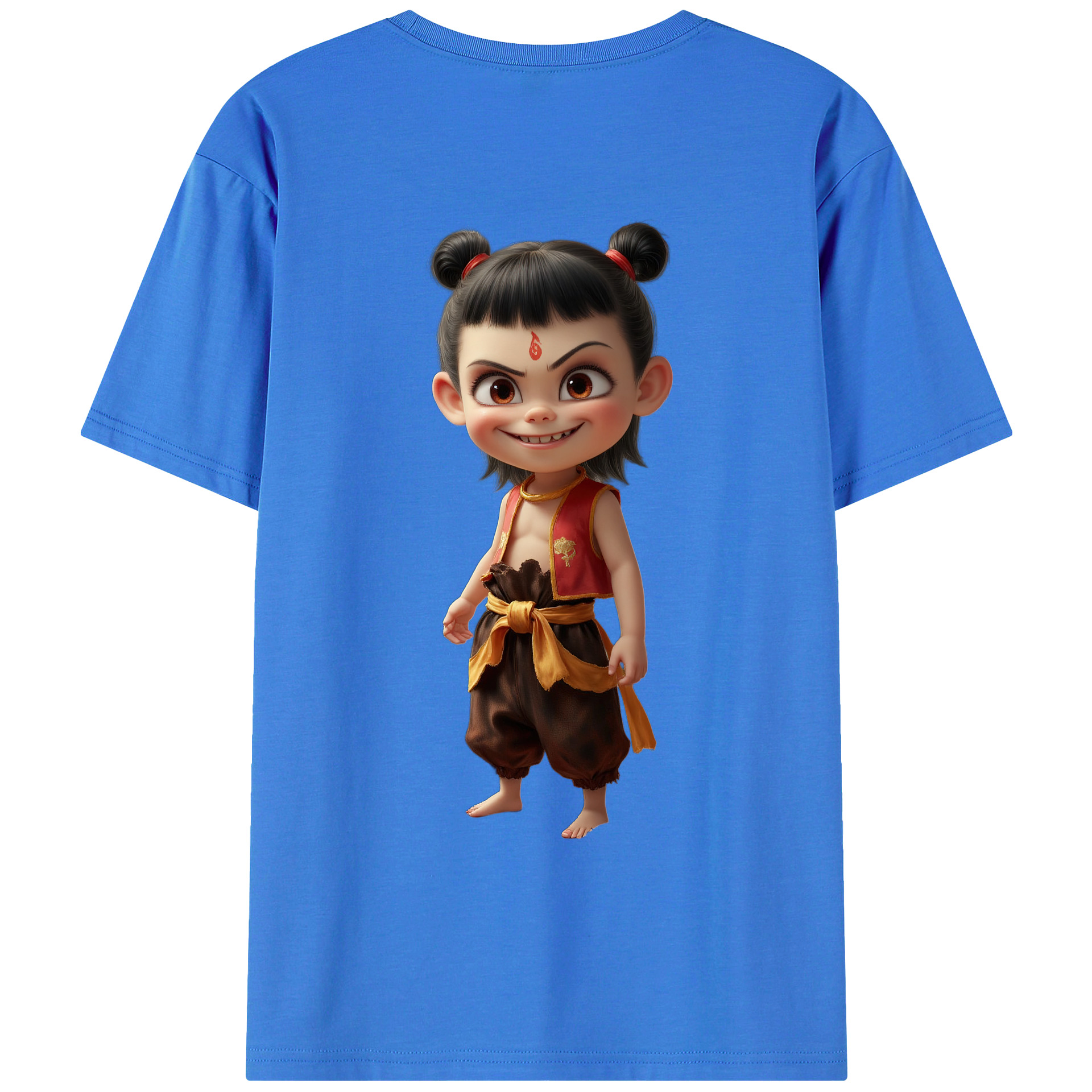 （画像用） Ne Zha 2 ナタ 魔童の大暴れ 綿100％ メンズ半袖Tシャツ（バックプリント） 通気性