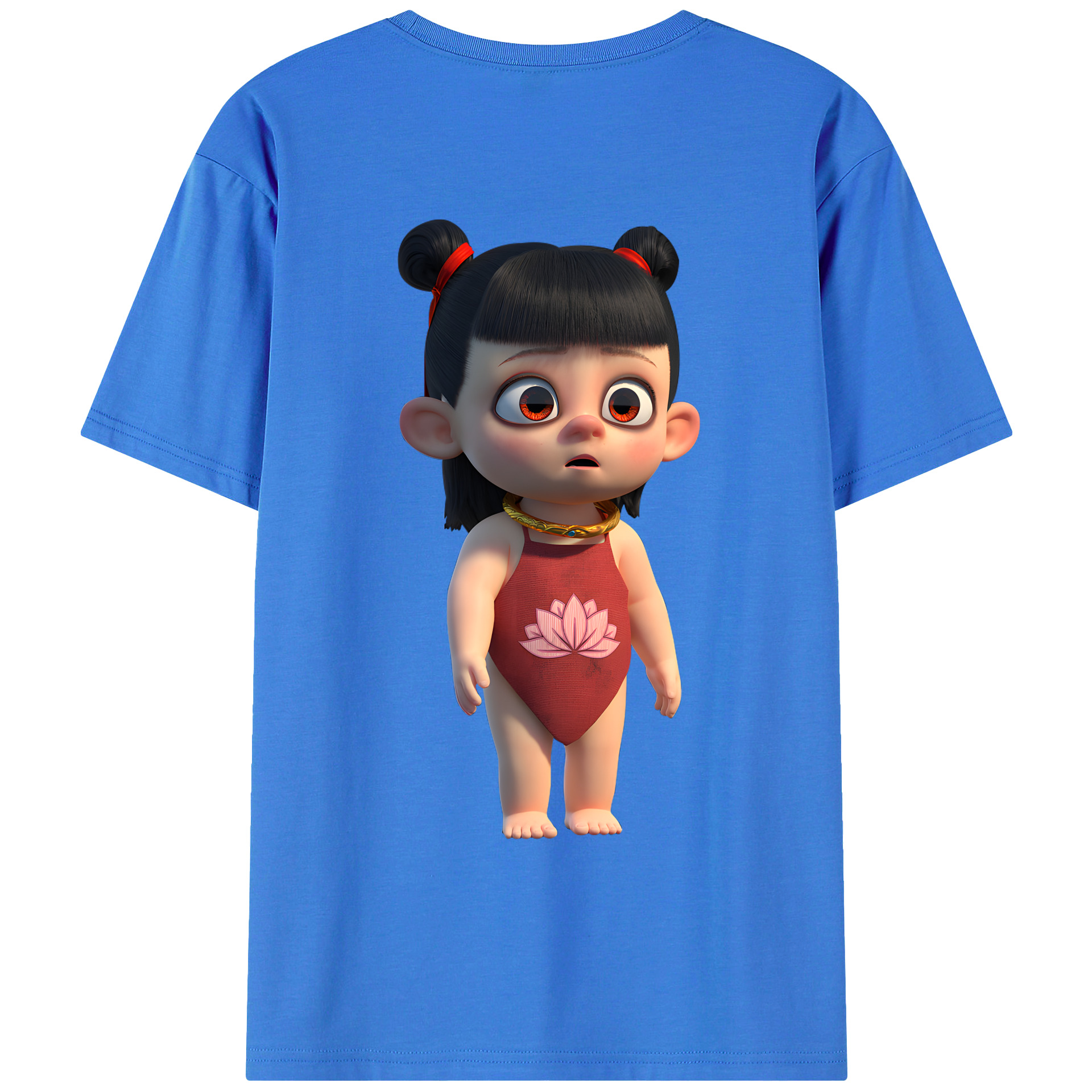 （画像用） Ne Zha 2 ナタ 魔童の大暴れ 綿100％ メンズ半袖Tシャツ（バックプリント） 通気性