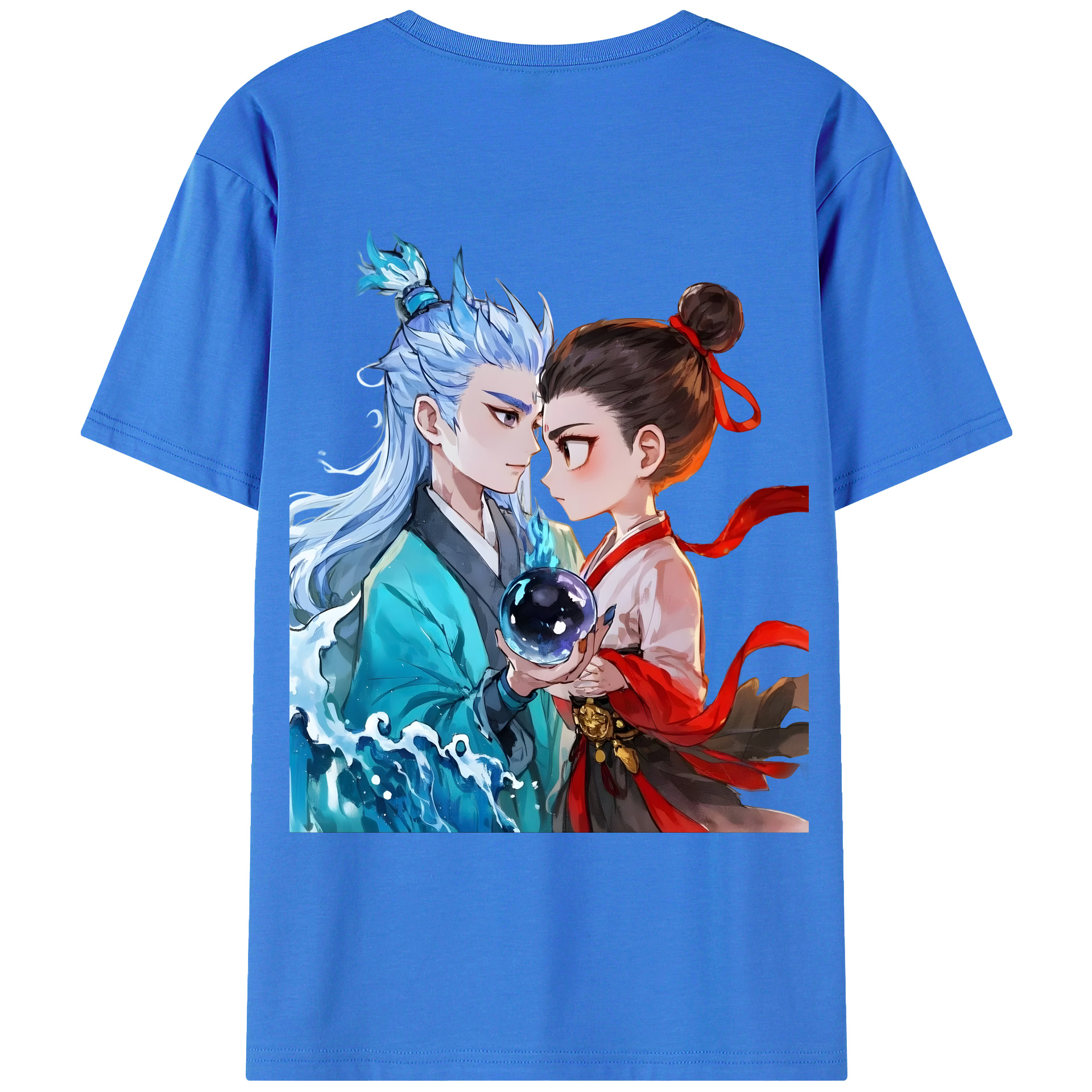 （画像用） Ne Zha 2 ナタ 魔童の大暴れ 綿100％ メンズ半袖Tシャツ（バックプリント） 通気性