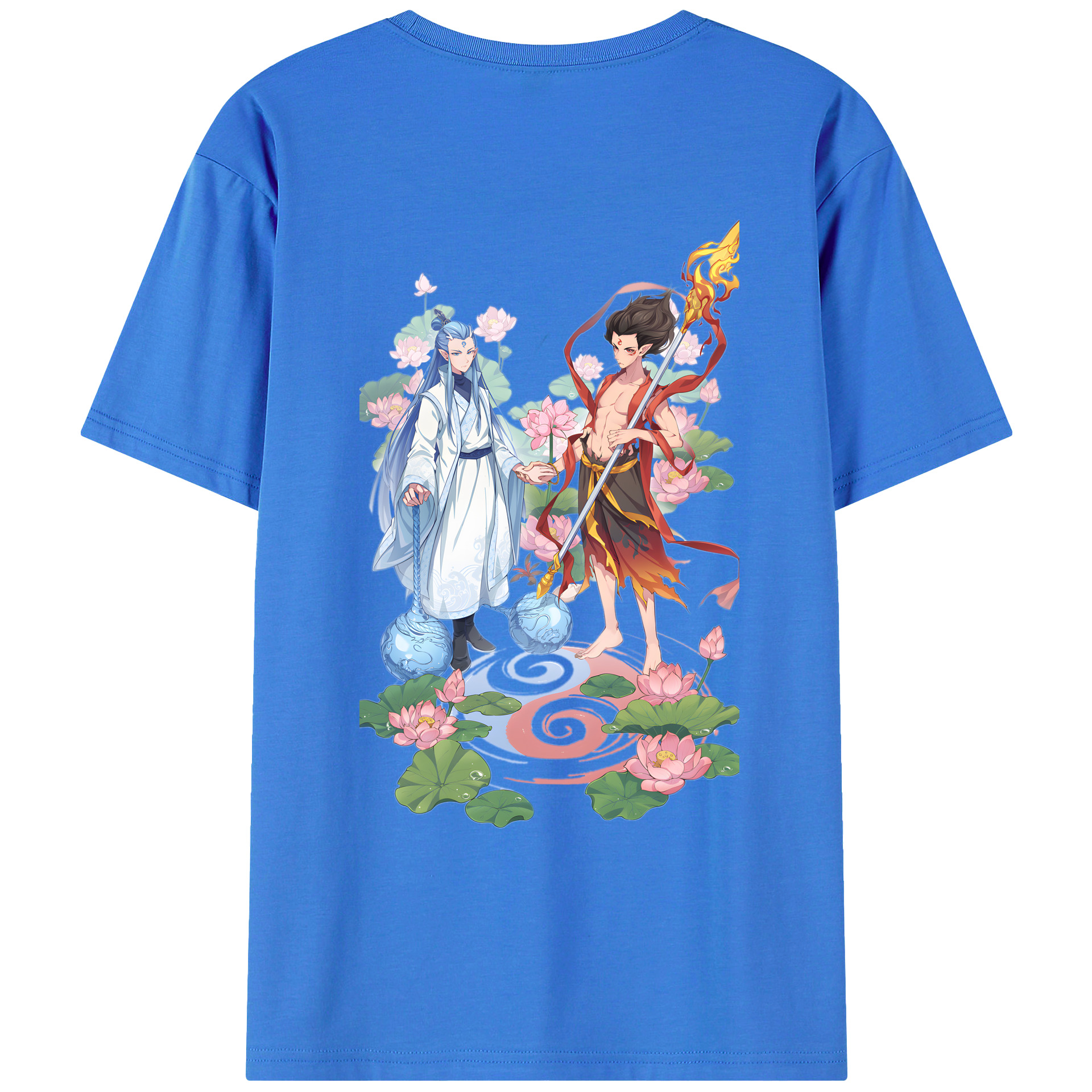（画像用） Ne Zha 2 ナタ 魔童の大暴れ 綿100％ メンズ半袖Tシャツ（バックプリント） 通気性