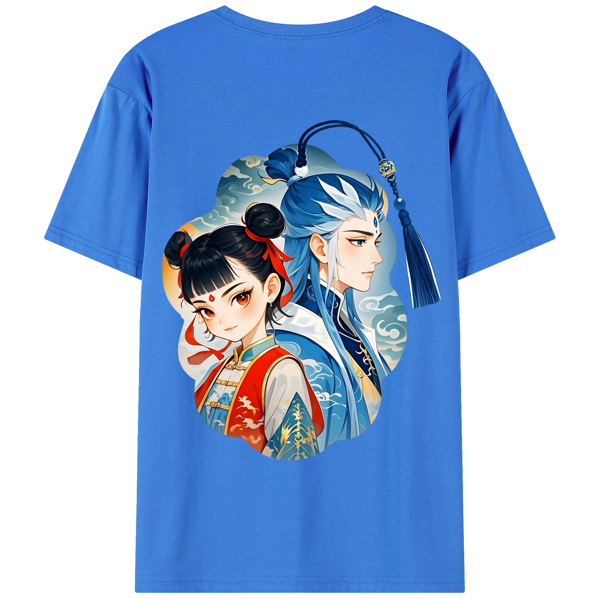 （画像用） Ne Zha 2 ナタ 魔童の大暴れ 綿100％ メンズ半袖Tシャツ（バックプリント） 通気性