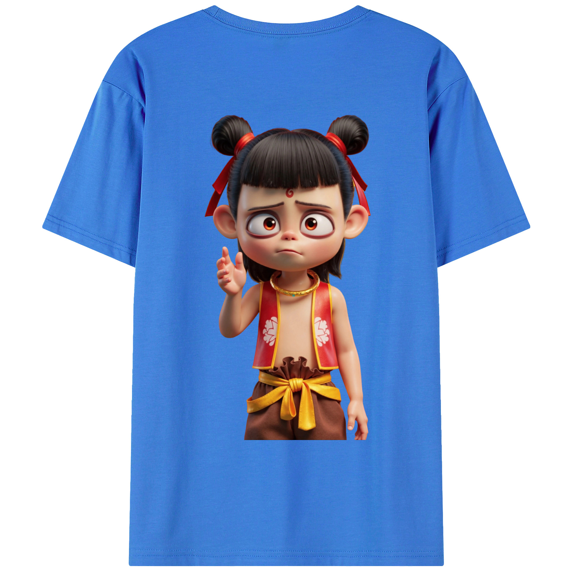 （画像用） Ne Zha 2 ナタ 魔童の大暴れ 綿100％ メンズ半袖Tシャツ（バックプリント） 通気性