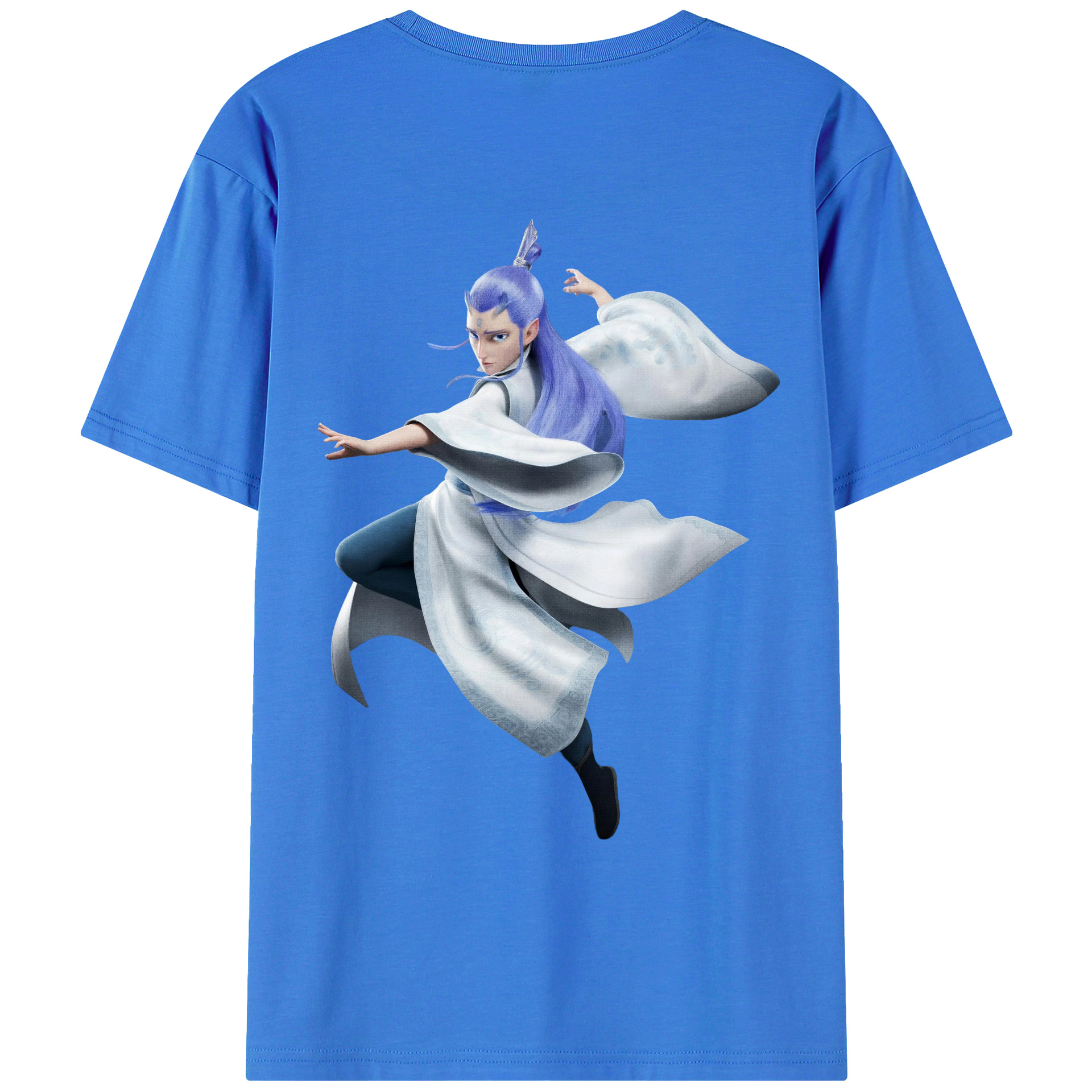 （画像用） Ne Zha 2 ナタ 魔童の大暴れ 綿100％ メンズ半袖Tシャツ（バックプリント） 通気性